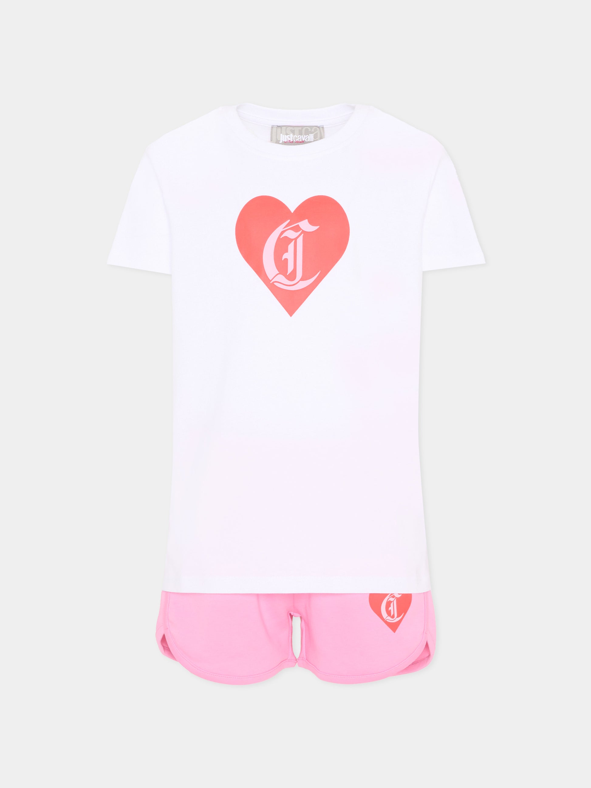 Completo sportivo bianco per bambina con logo,Just Cavalli Kids,JGP26003CJ WHITE