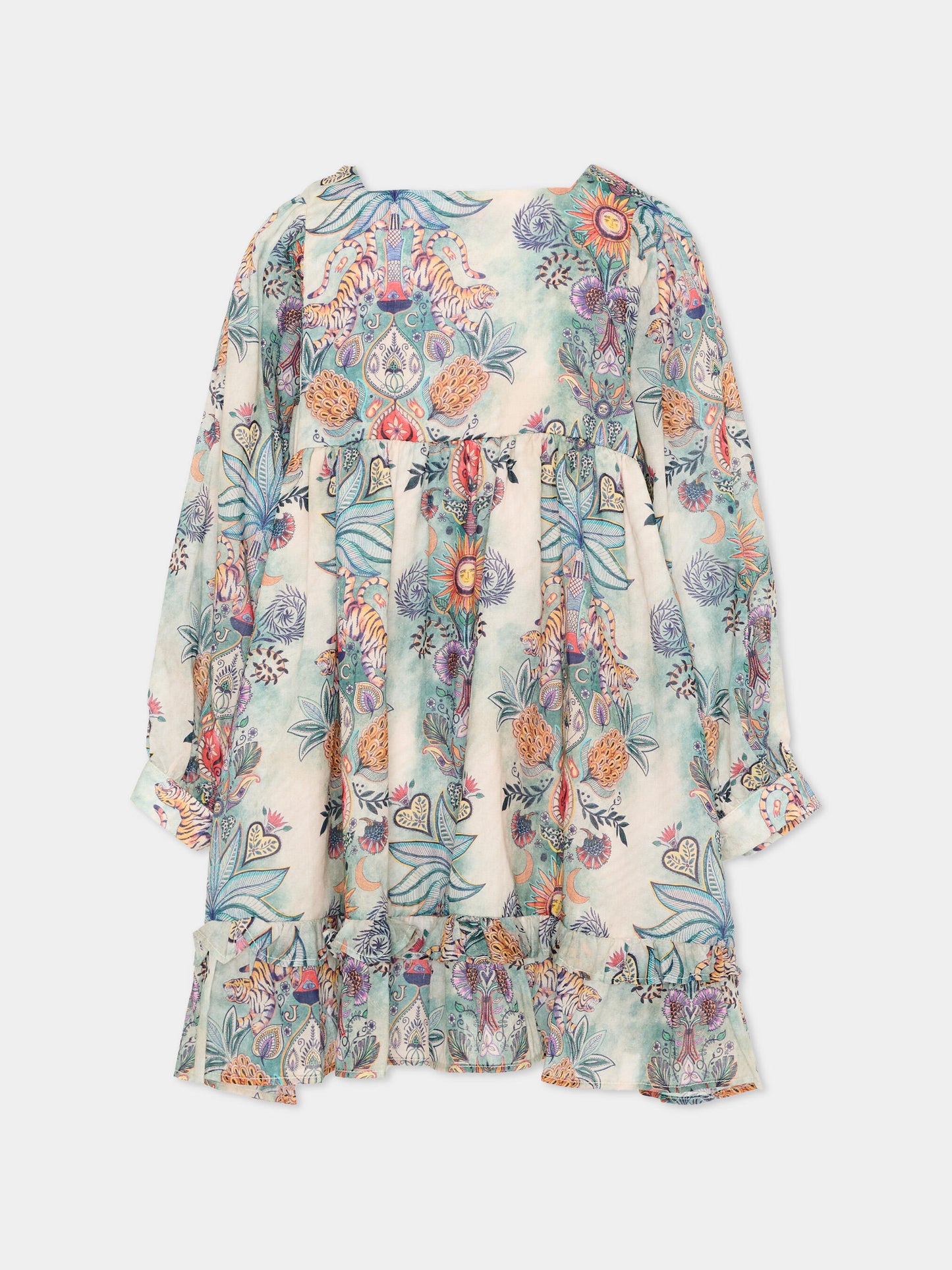 Vestito multicolor per bambina con stampa Tropical Garden,Just Cavalli Kids,JGP26130VE TROPICAL GARDEN