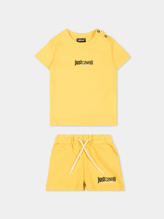 Completo sportivo giallo per neonato con logo,Just Cavalli Kids,JIP26044CJ YELLOW DAFFODIL