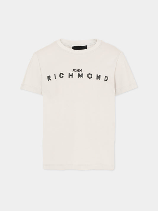 T-Shirt grigia per bambini con logo,Richmond,RBP26008TS BLUE VAPOR