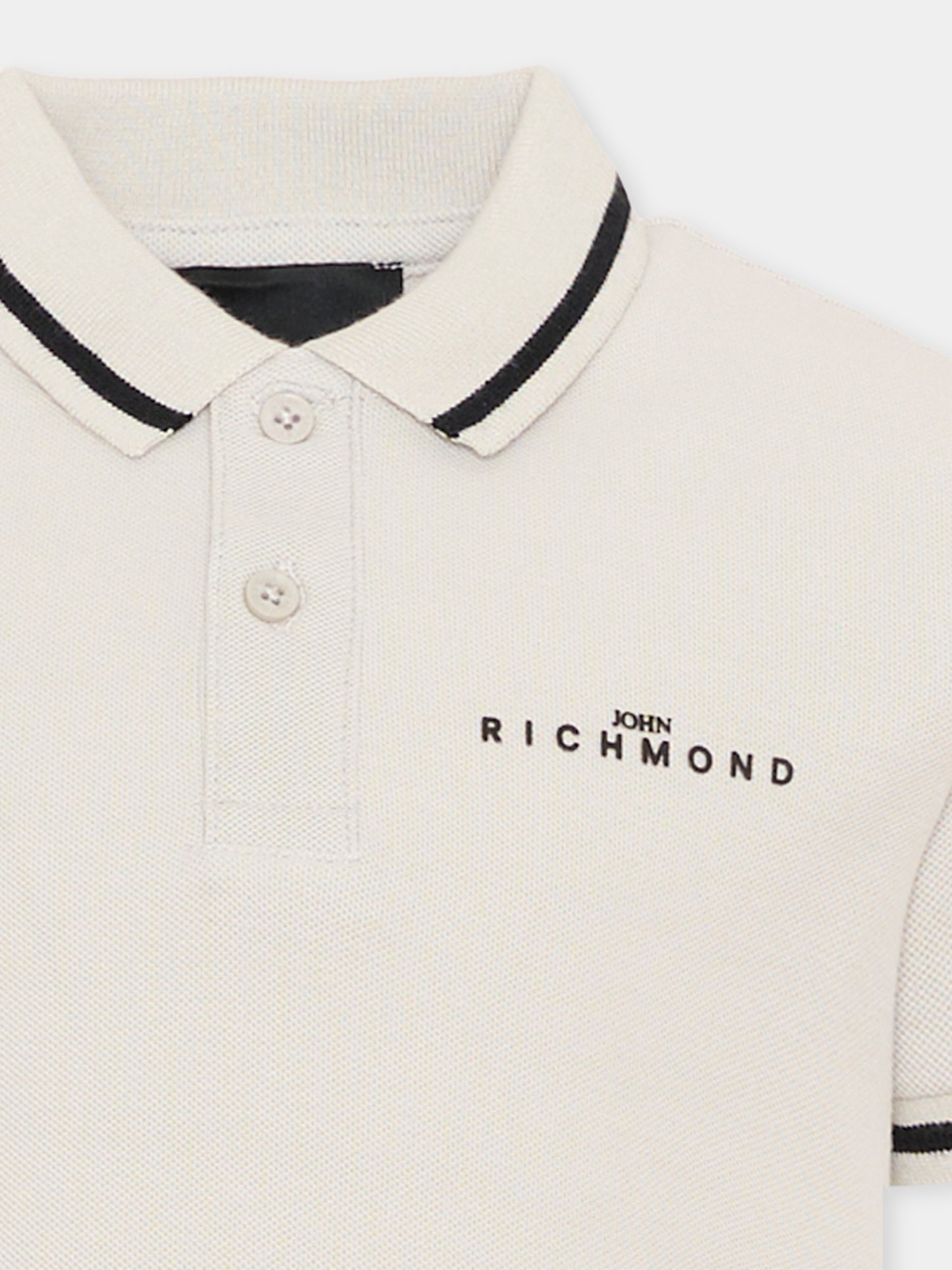 Polo grigia per bambino con logo,Richmond,RBP26022PO BLUE VAPOR