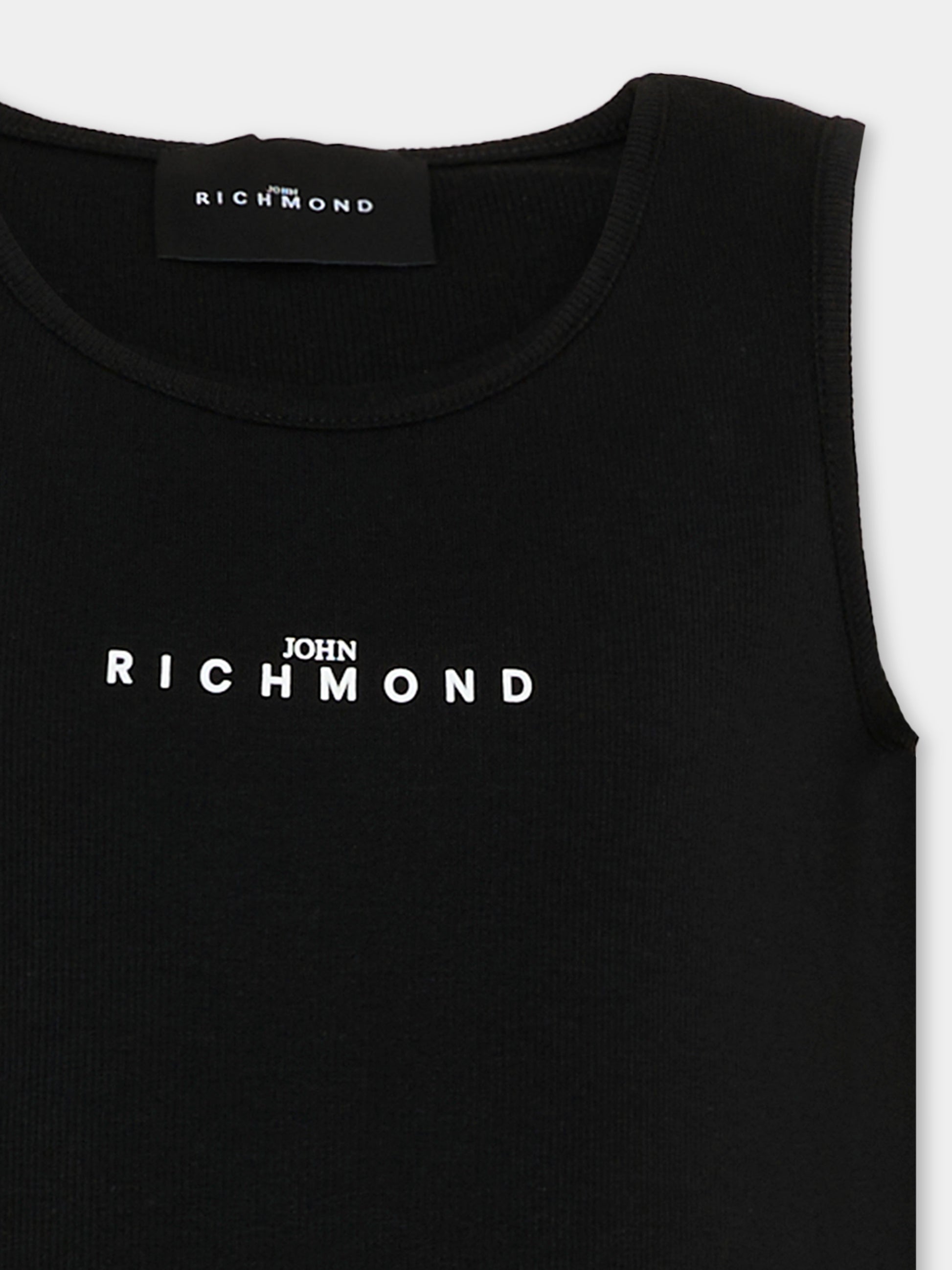 Canotta nera per bambina con logo,Richmond,RGP26004CN BLACK