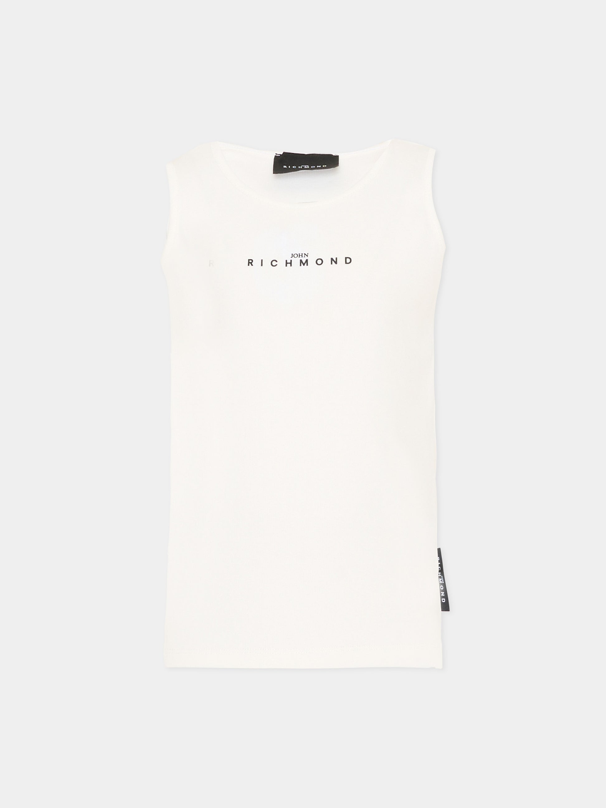 Canotta avorio per bambina con logo,Richmond,RGP26004CN OFF-WHITE
