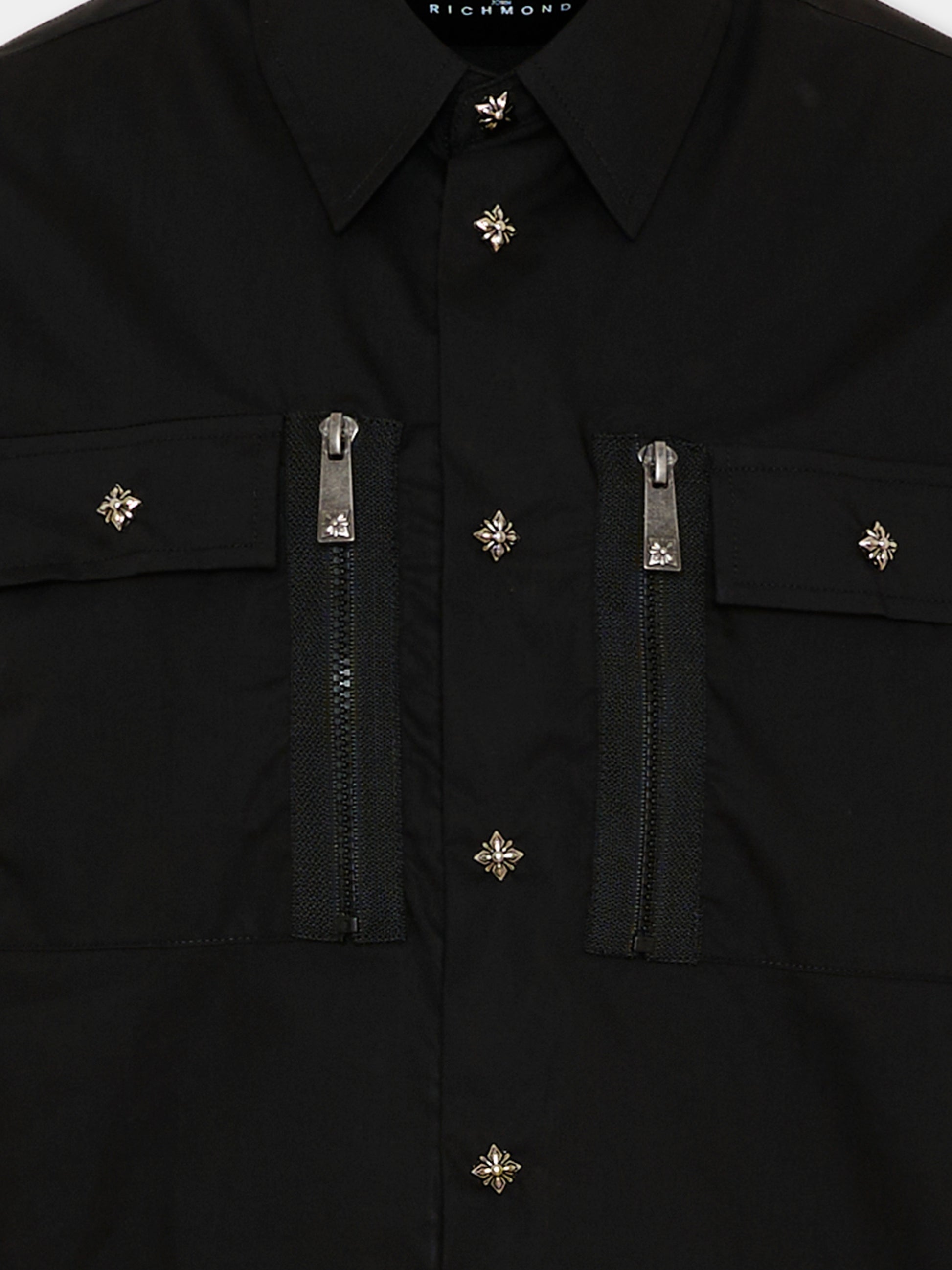 Camicia nera per bambino con zip,Richmond,RBP26009CA BLACK