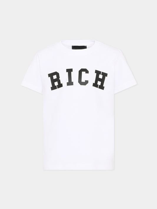 T-Shirt bianca per bambino con logo,Richmond,RBP26012TS WHITE