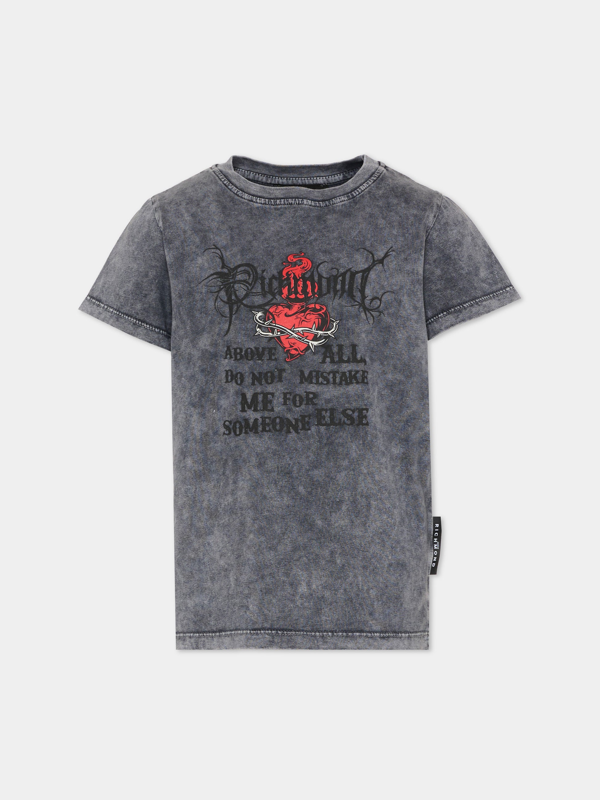 T-Shirt nera per bambino logo,Richmond,RBP26175TS BLACK