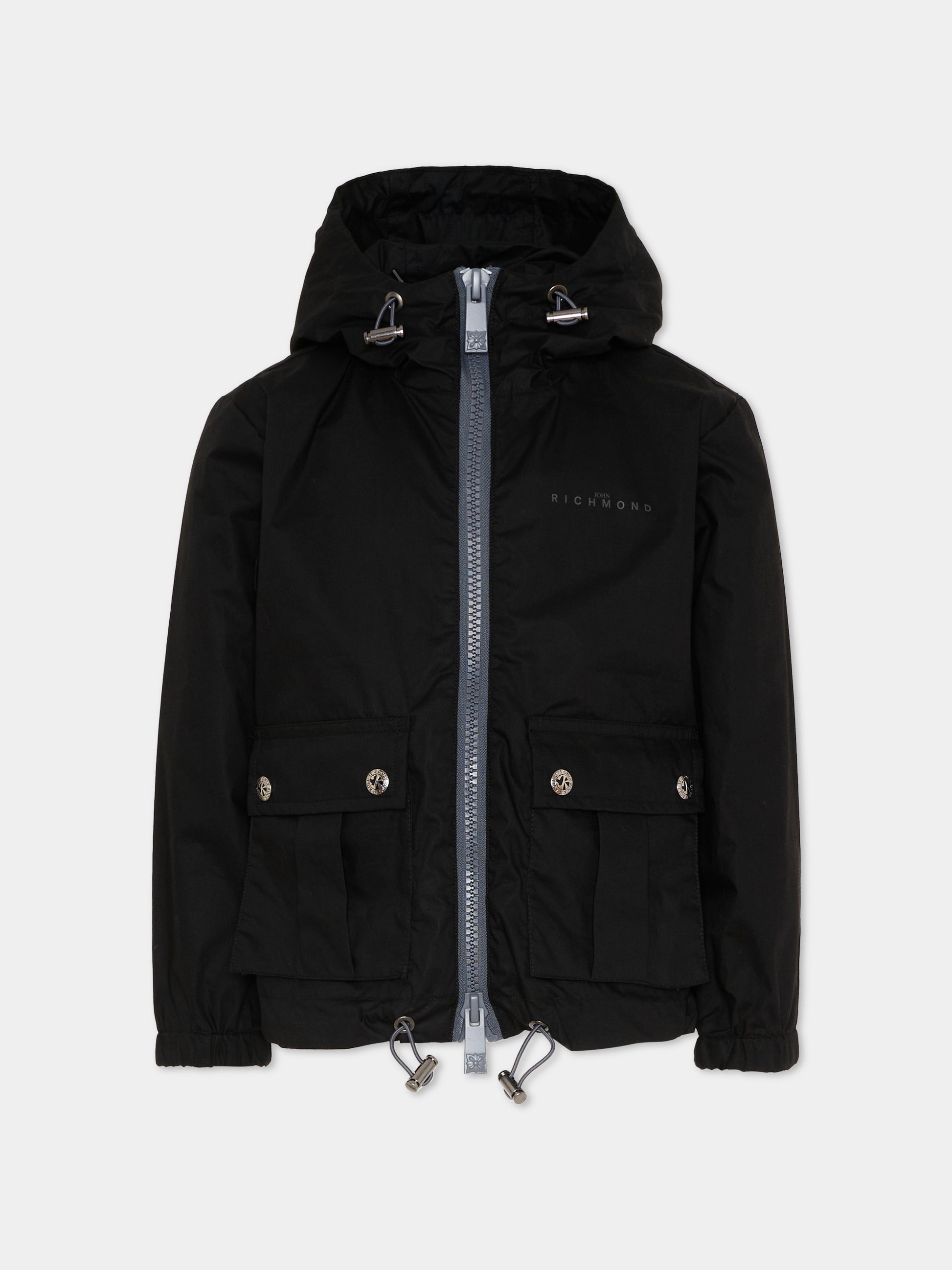 Giacche a vento nera per bambino con logo,Richmond,RBP26186GB BLACK