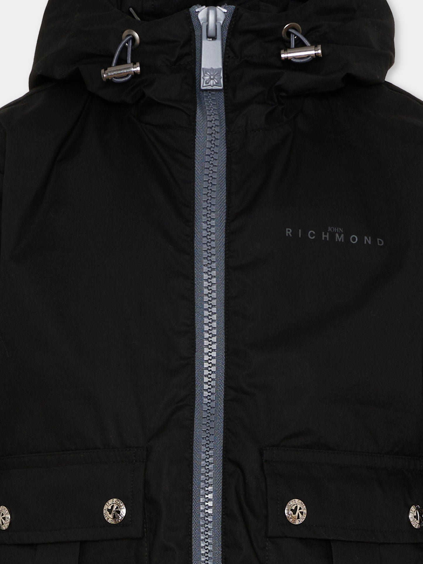 Giacche a vento nera per bambino con logo,Richmond,RBP26186GB BLACK