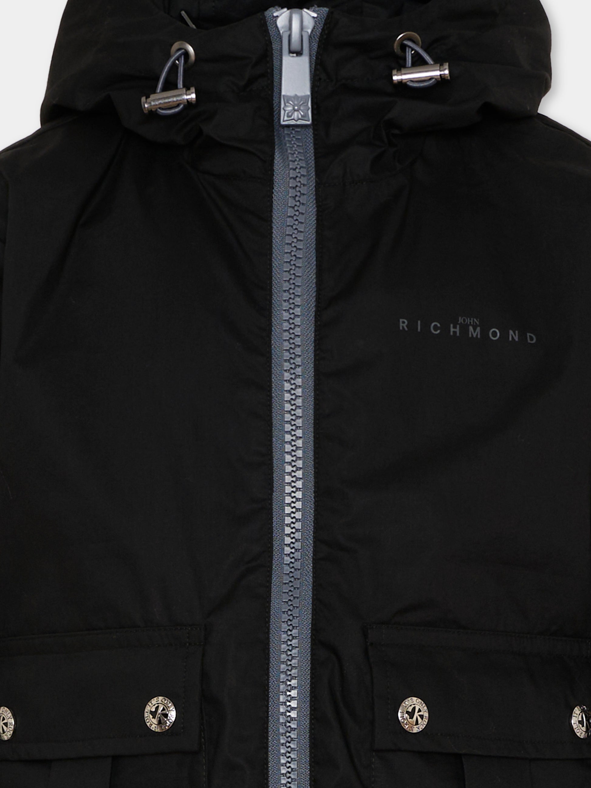 Giacche a vento nera per bambino con logo,Richmond,RBP26186GB BLACK
