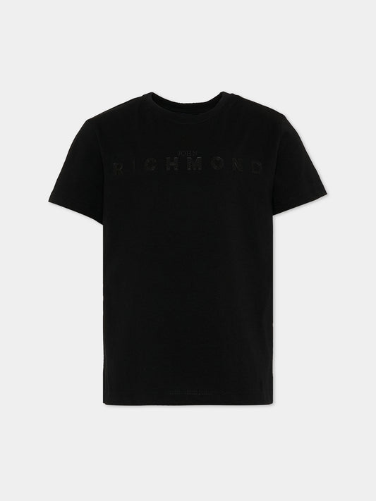 T-Shirt nera per bambina con logo,Richmond,RGP26017TS BLACK