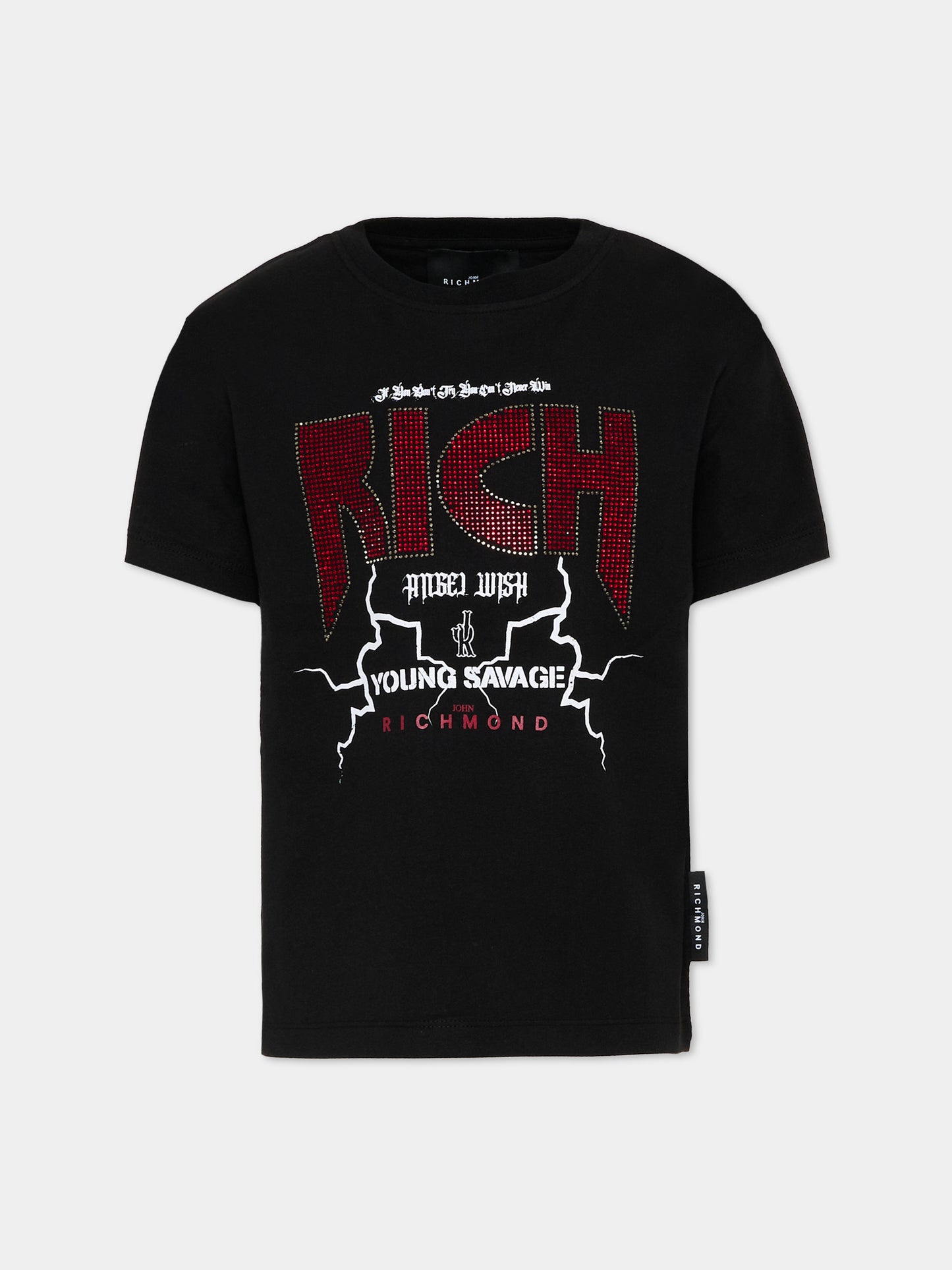 T-shirt nera per bambino con logo,Richmond,RGP26208TS BLACK