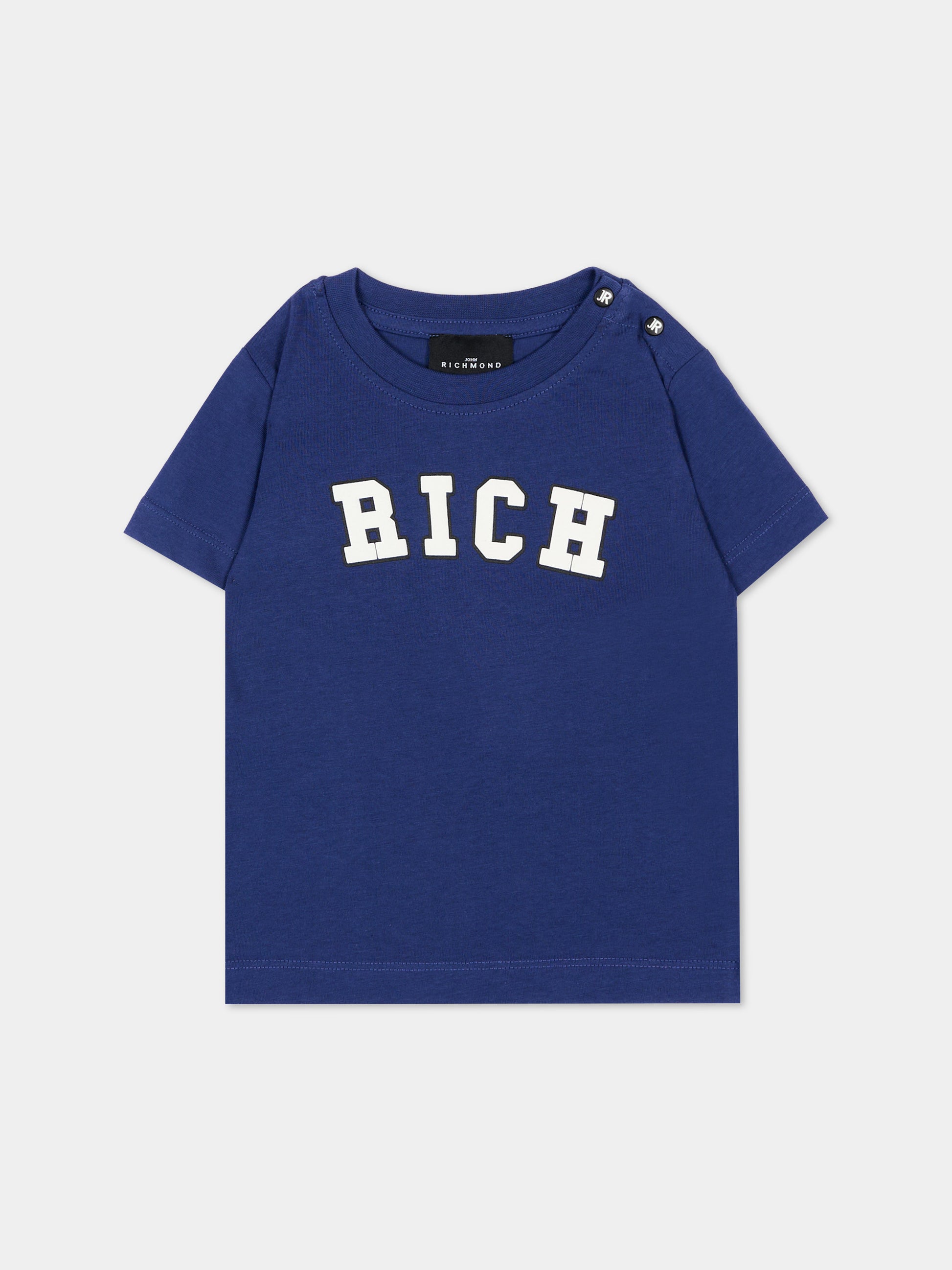 T-Shirt blu per neonato con logo,Richmond,RIP26017TS BLUE BEACON
