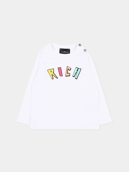 T-Shirt bianca per neonata con logo,Richmond,RIP26095TS WHITE