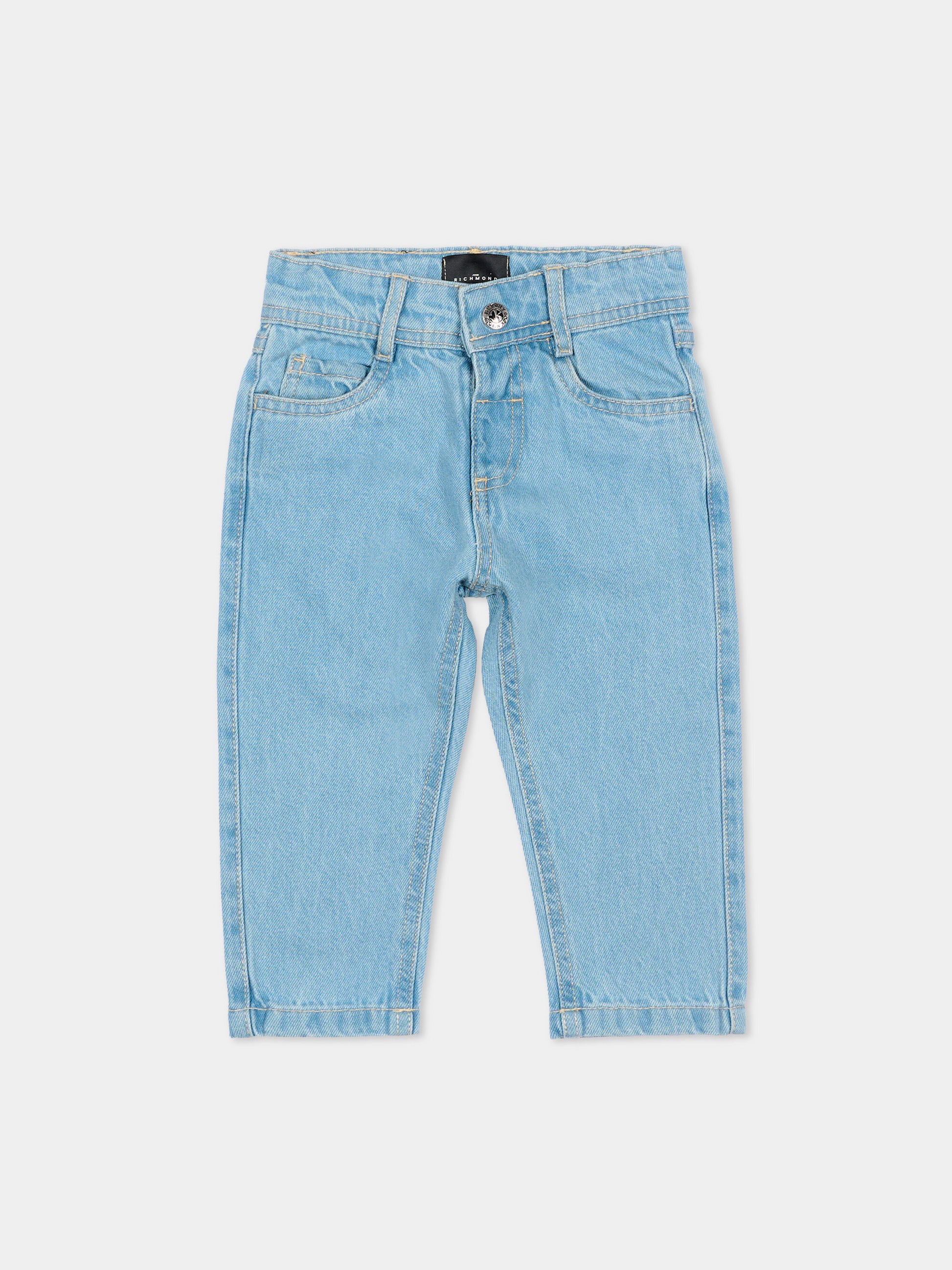 Jeans denim per neonato con maxi logo,Richmond,RIP26137JE DENIM BLUE LIGHT