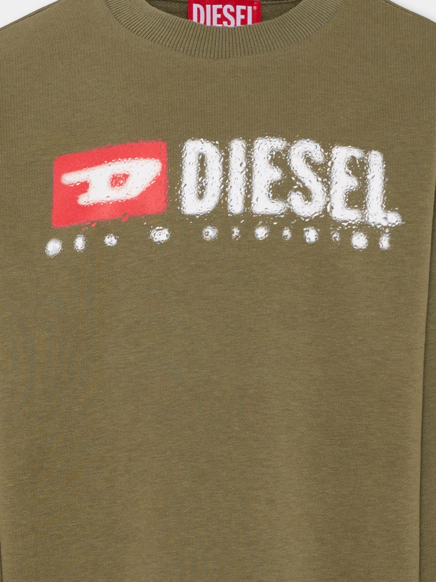 Felpa verde per bambino con logo,Diesel,J02483 KYAZ3 K511