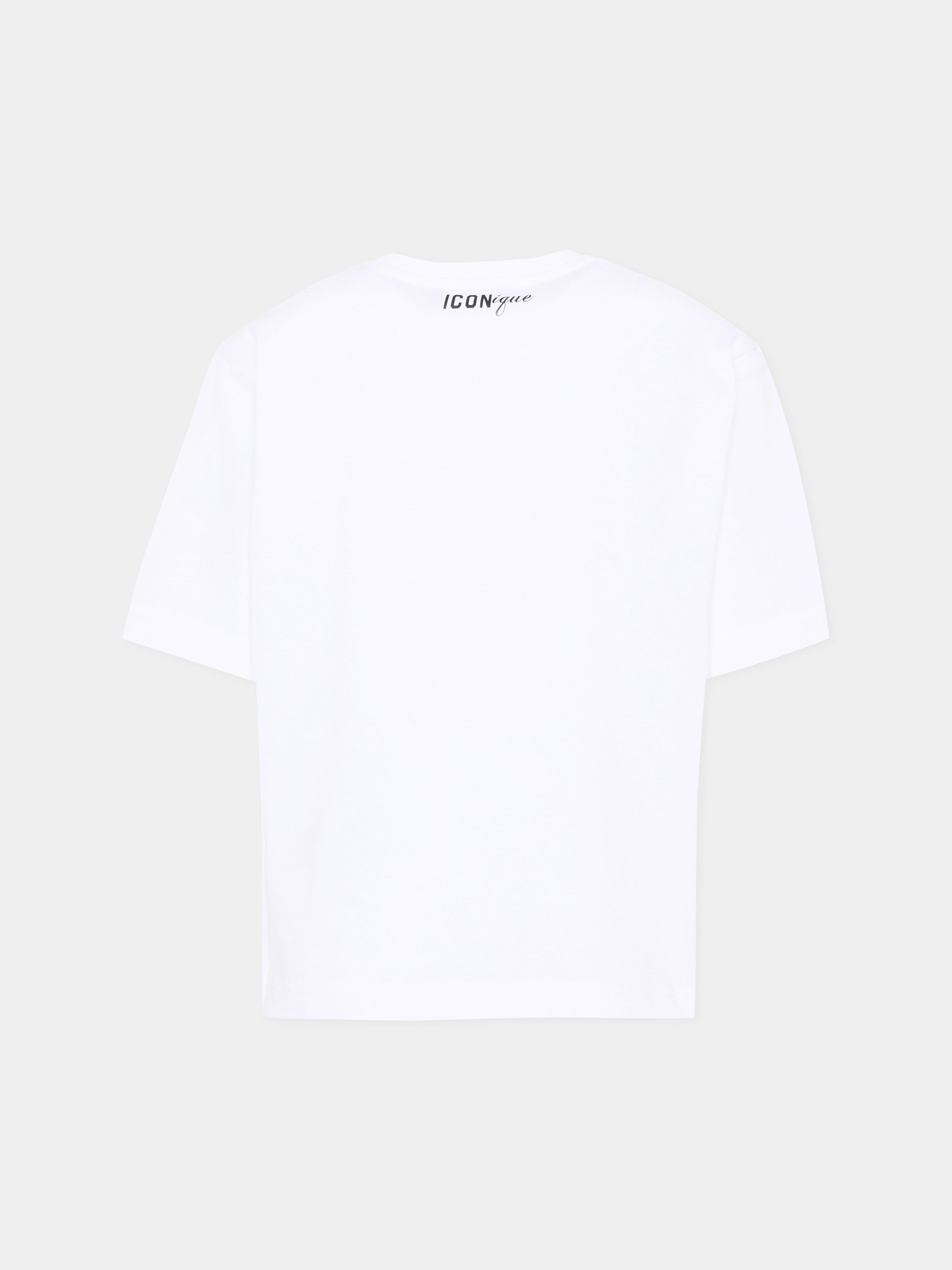 T-Shirt bianca per bambino con stampa cinture,Dsquared2,DQ3387 D0AG7 DQ100