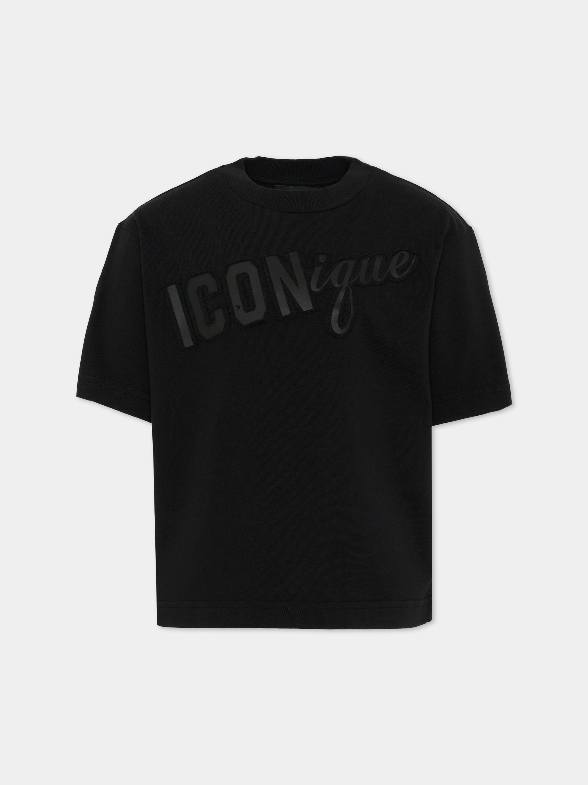 T-Shirt nera per bambino con logo,Dsquared2,DQ3388 D0AG7 DQ900