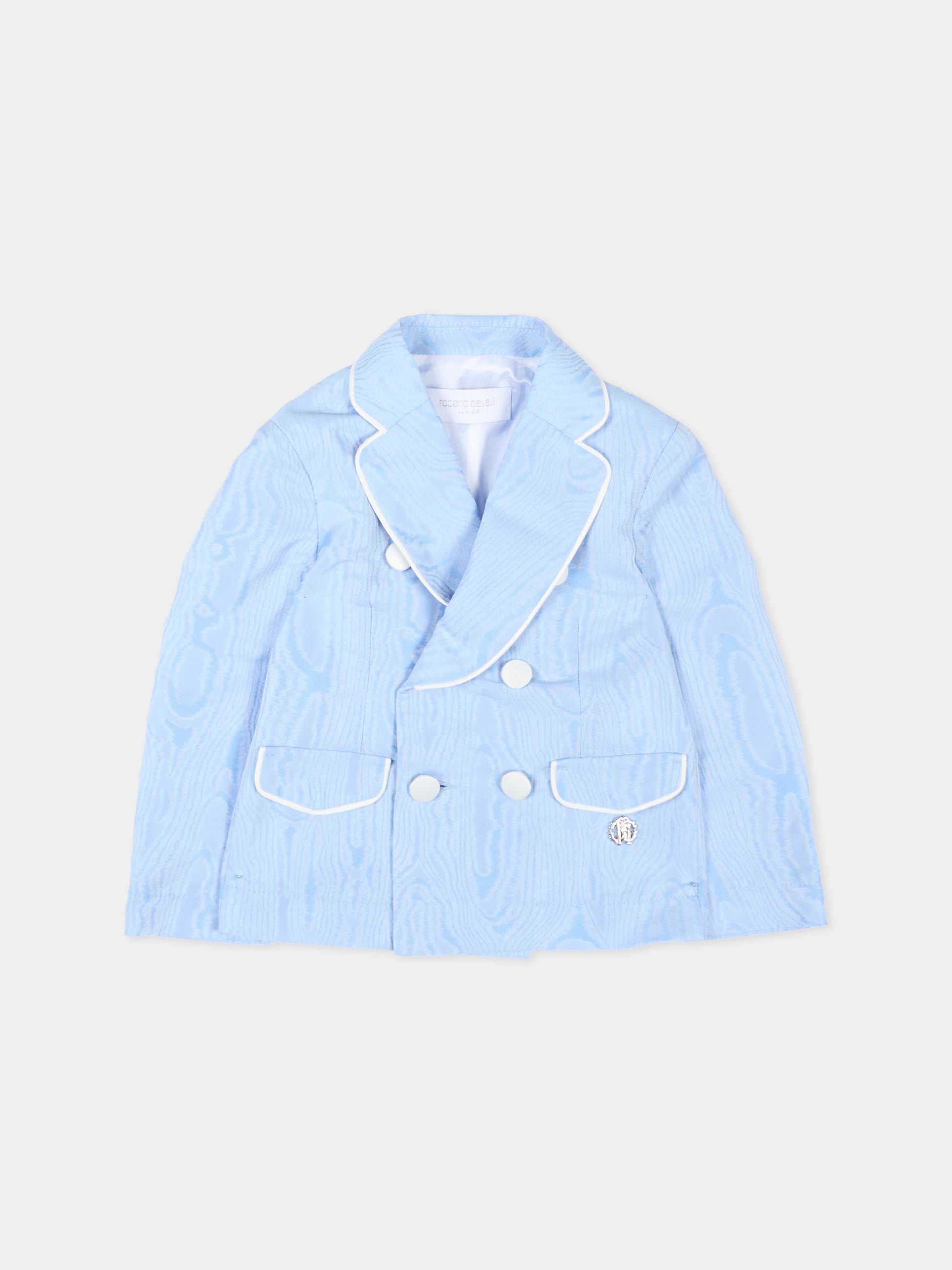 Giacca celeste per neonato,Roberto Cavalli Kids,CIP26062GC BLUE SHADOW