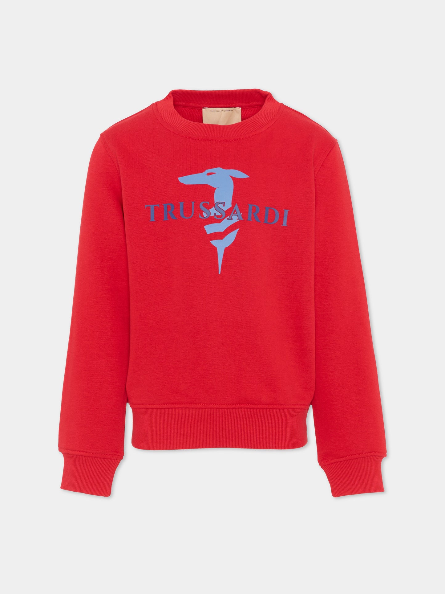 Felpa rossa per bambino con levriero,Trussardi Junior,TBP26036FE RED LYCHEE