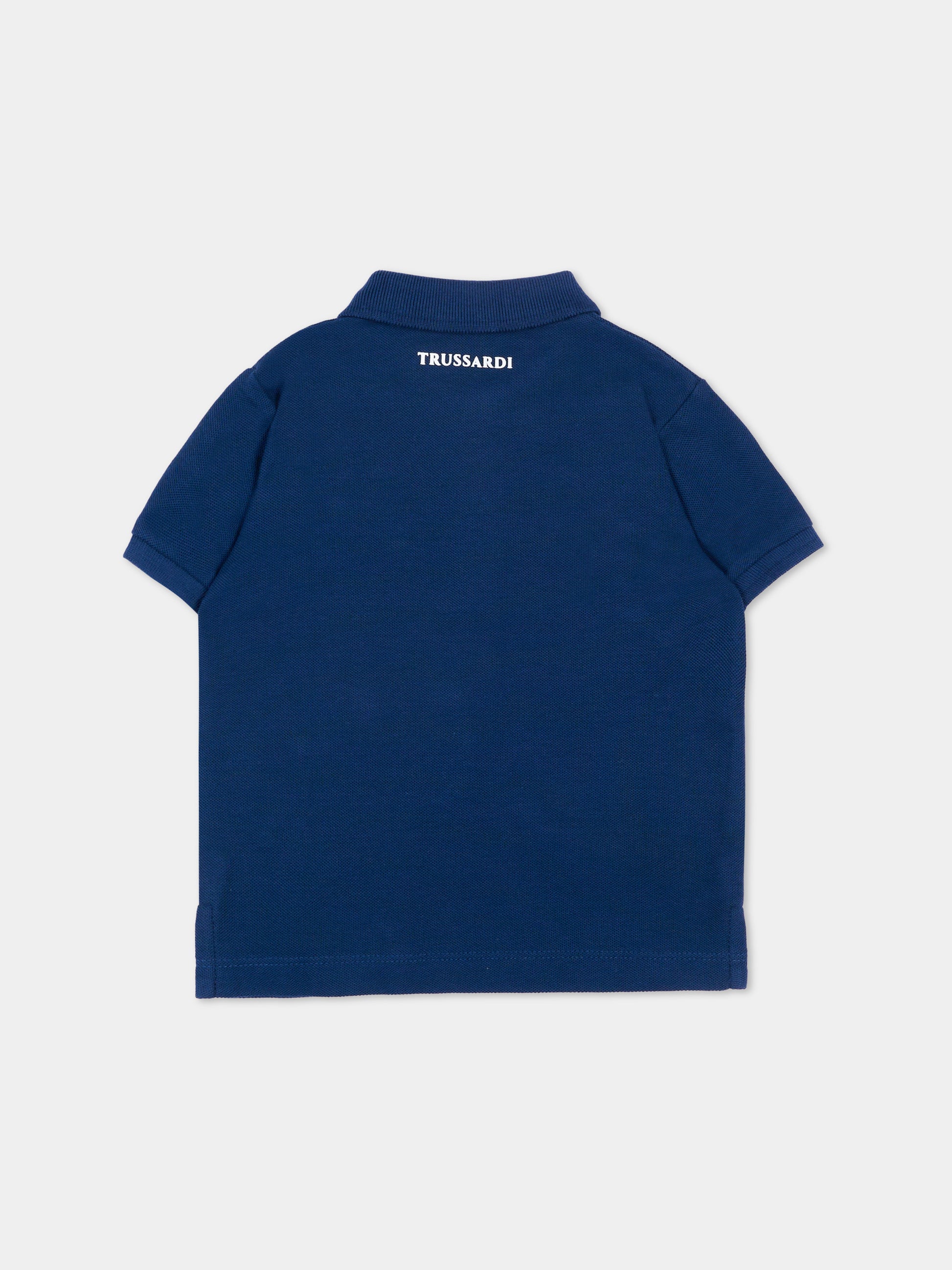Polo blu per neonato con levriero,Trussardi Junior,TIP26002PO BLUE ESTATE
