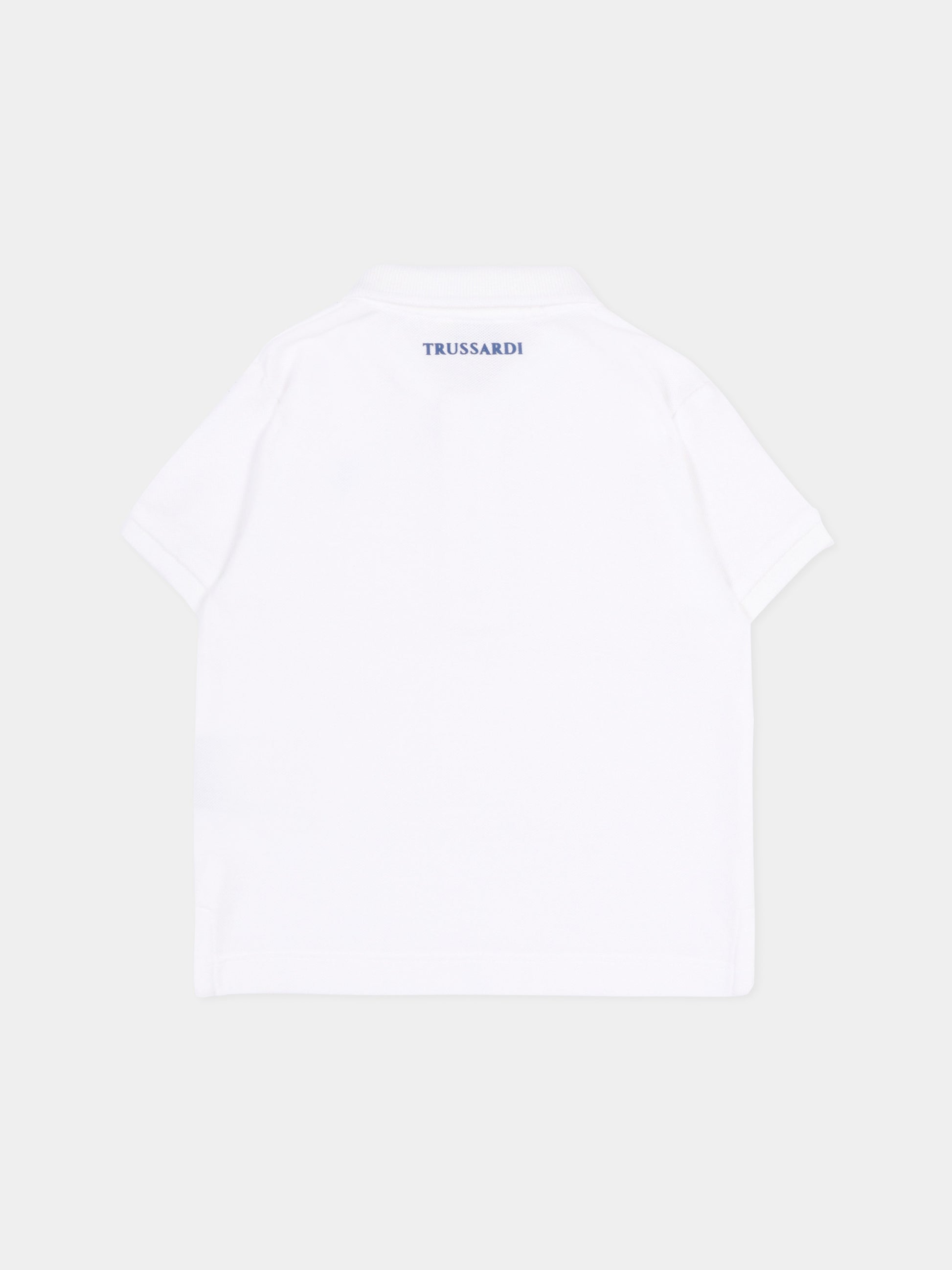 Polo bianca per neonato con levriero,Trussardi Junior,TIP26002PO WHITE OPTICAL