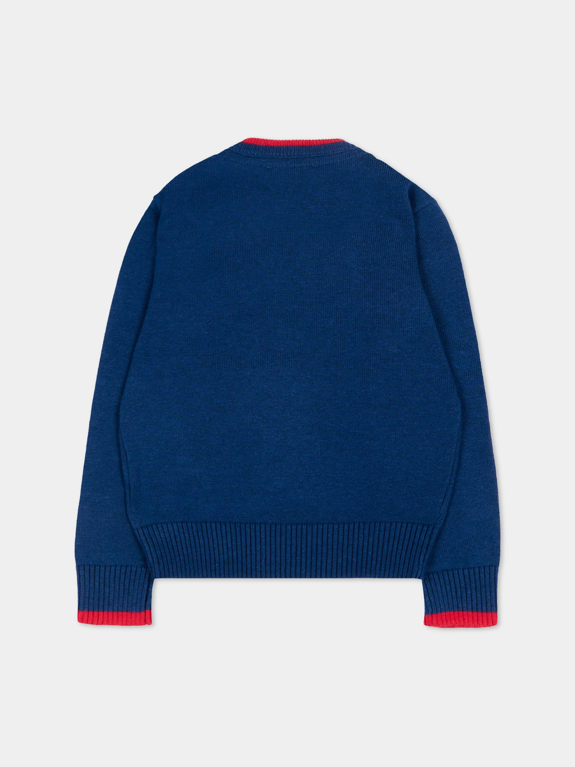 Maglione blu per neonato con levriero,Trussardi Junior,TIP26004MA BLUE ESTATE