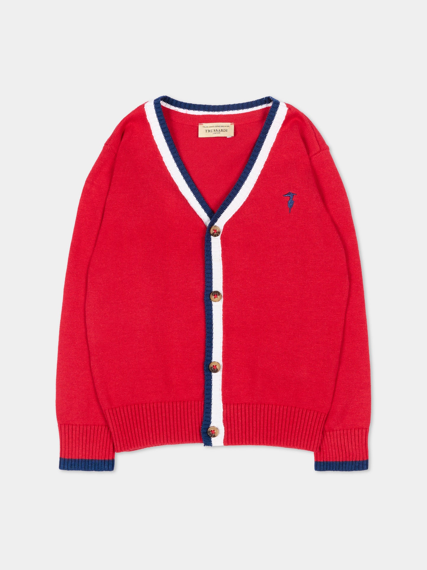 Cardigan rosso per neonato con levriero,Trussardi Junior,TIP26007CD RED LYCHEE