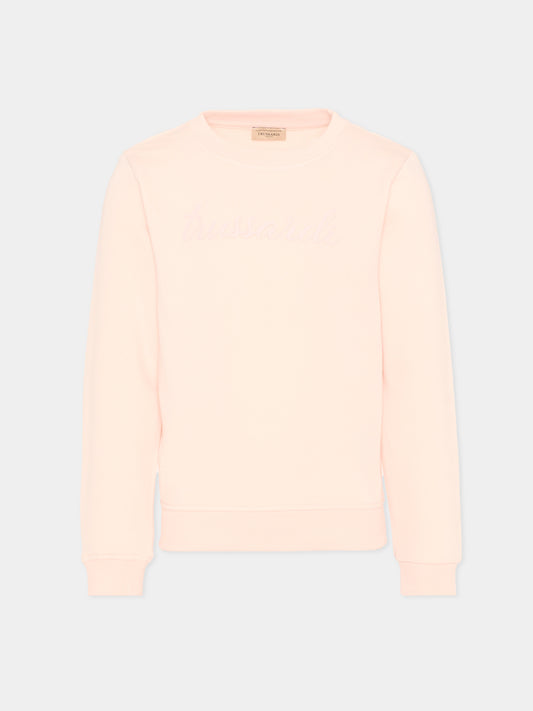 Felpa rosa per bambina con logo,Trussardi Junior,TIP26014FE PINK SCALLOP SHELL