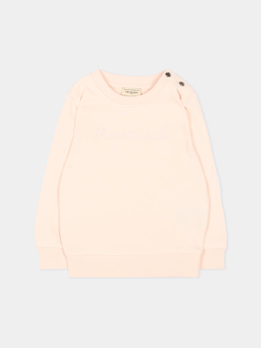 Felpa rosa per neonata con logo,Trussardi Junior,TIP26014FE PINK SCALLOP SHELL