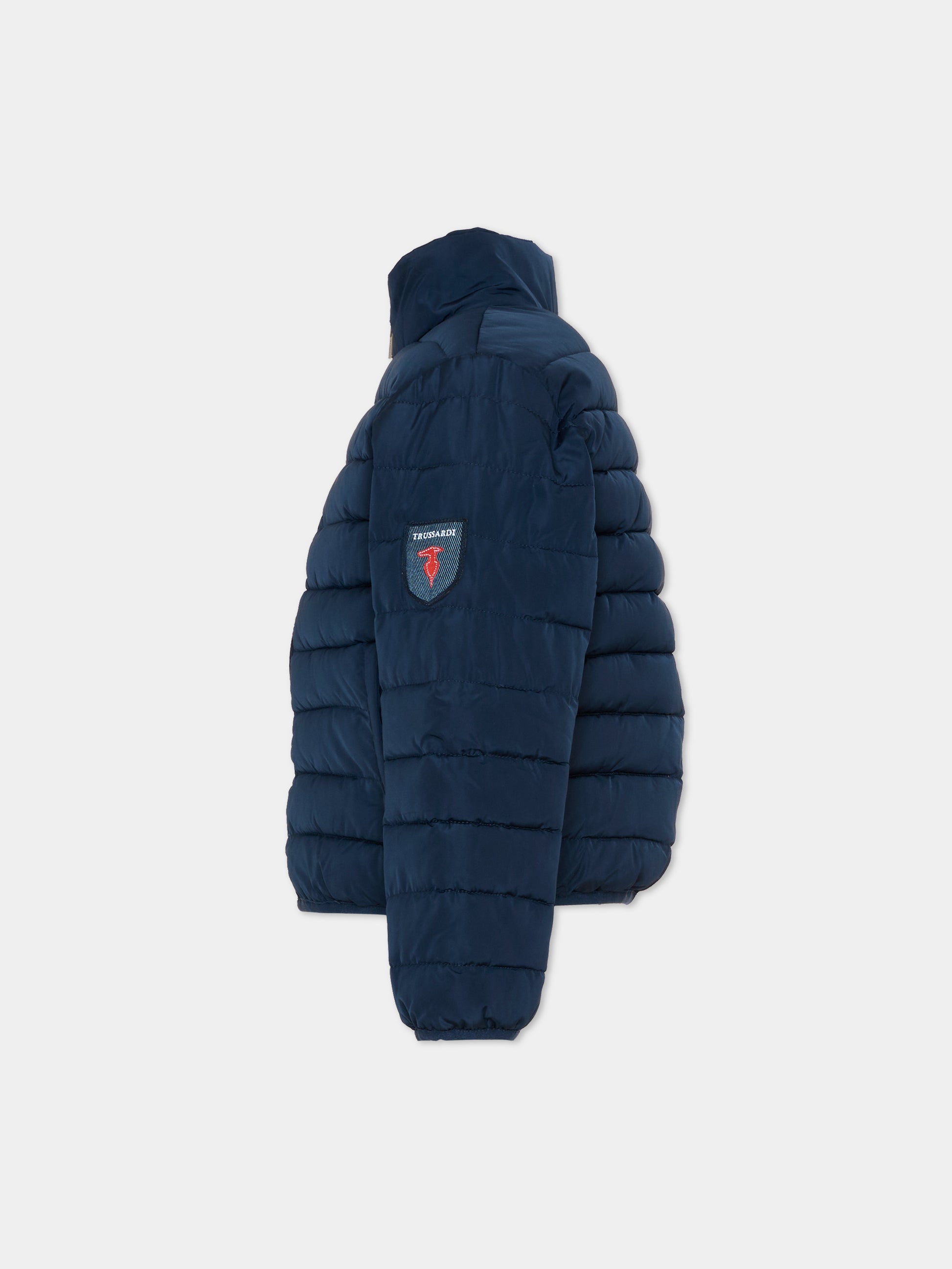 Bomber blu per bambino con logo,Trussardi Junior,TIP26031PI BLUE ESTATE