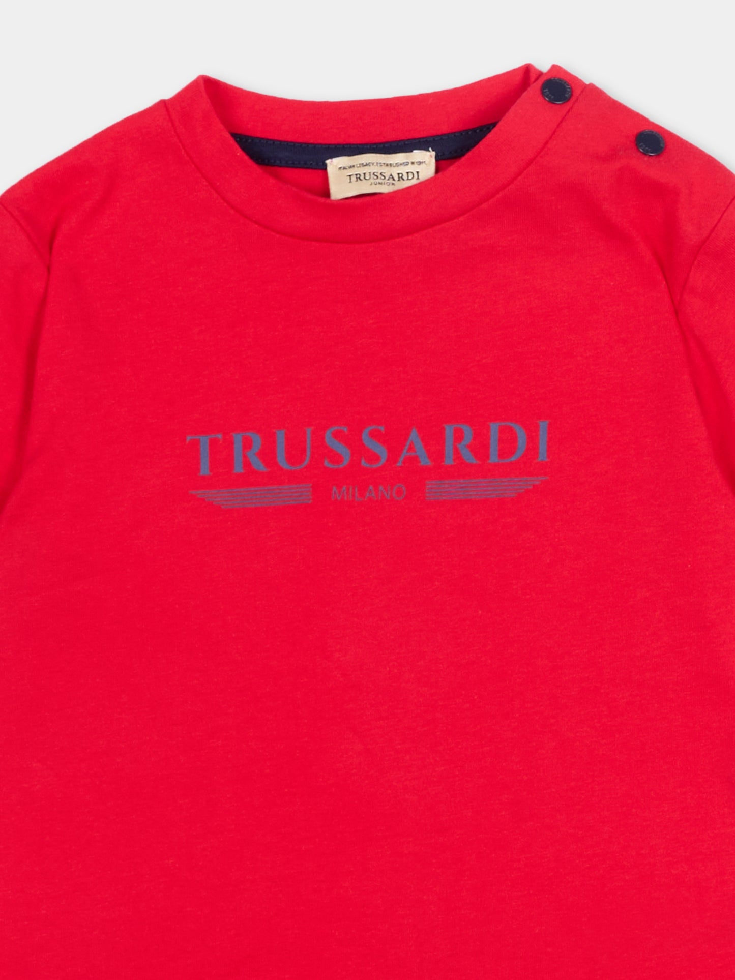 T-Shirt rossa per neonato con logo,Trussardi Junior,TIP26035TS RED LYCHEE