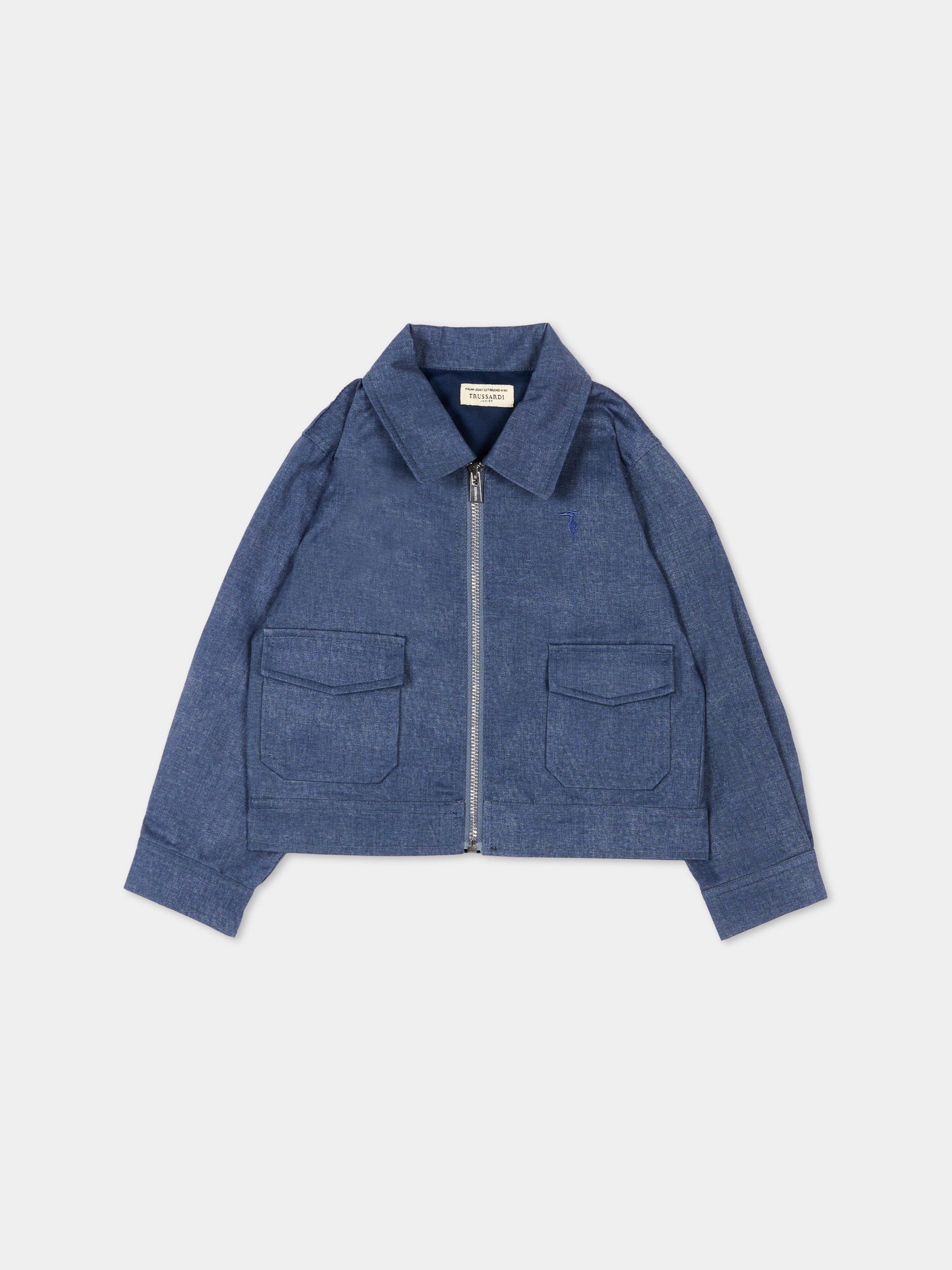 Giubbotto blu per neonato con levriero,Trussardi Junior,TIP26042GB BLUE ESTATE