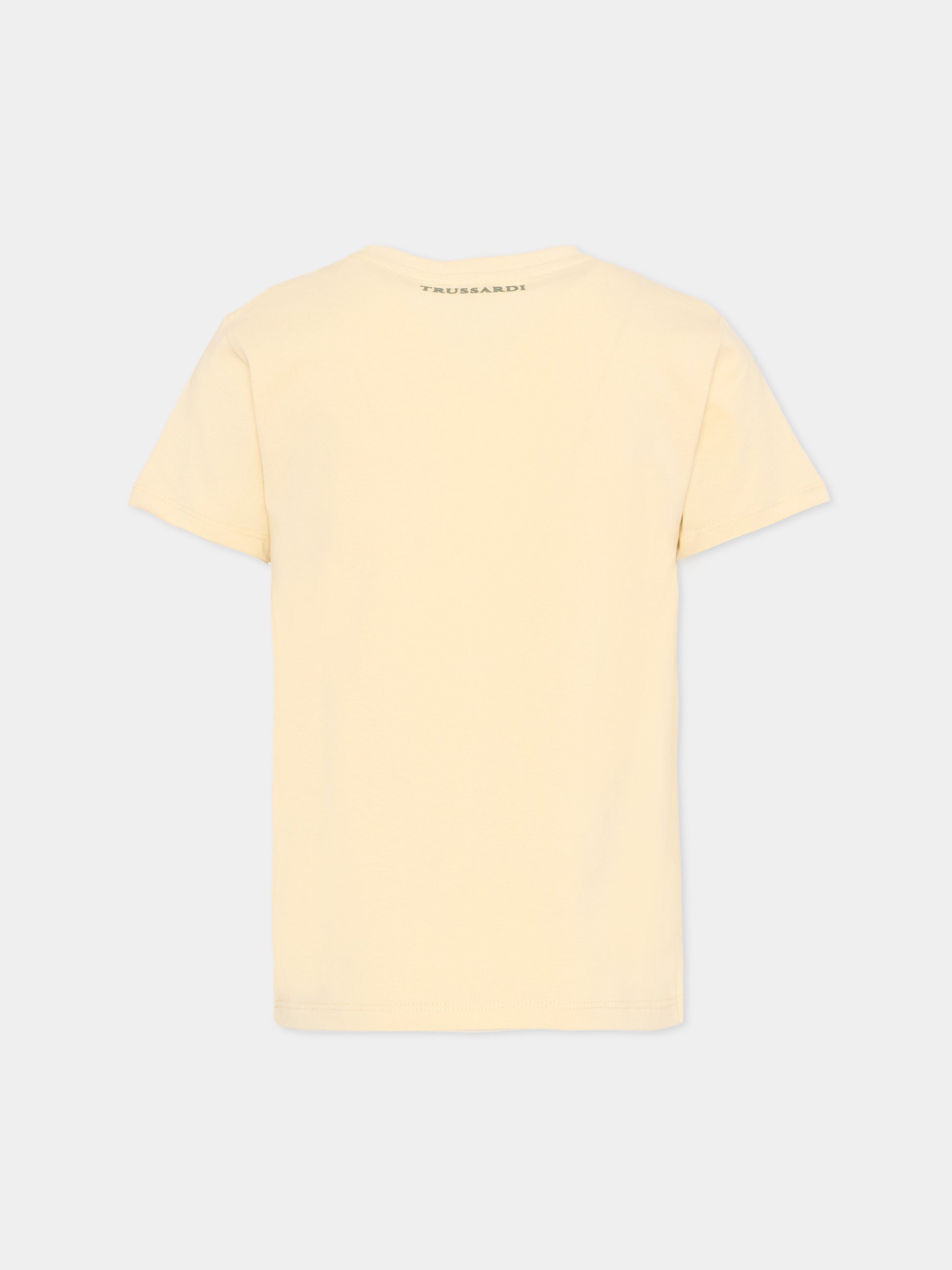 T-shirt beige per bambino con levrieri,Trussardi Junior,TIP26047TS BEIGE NEW ECRU