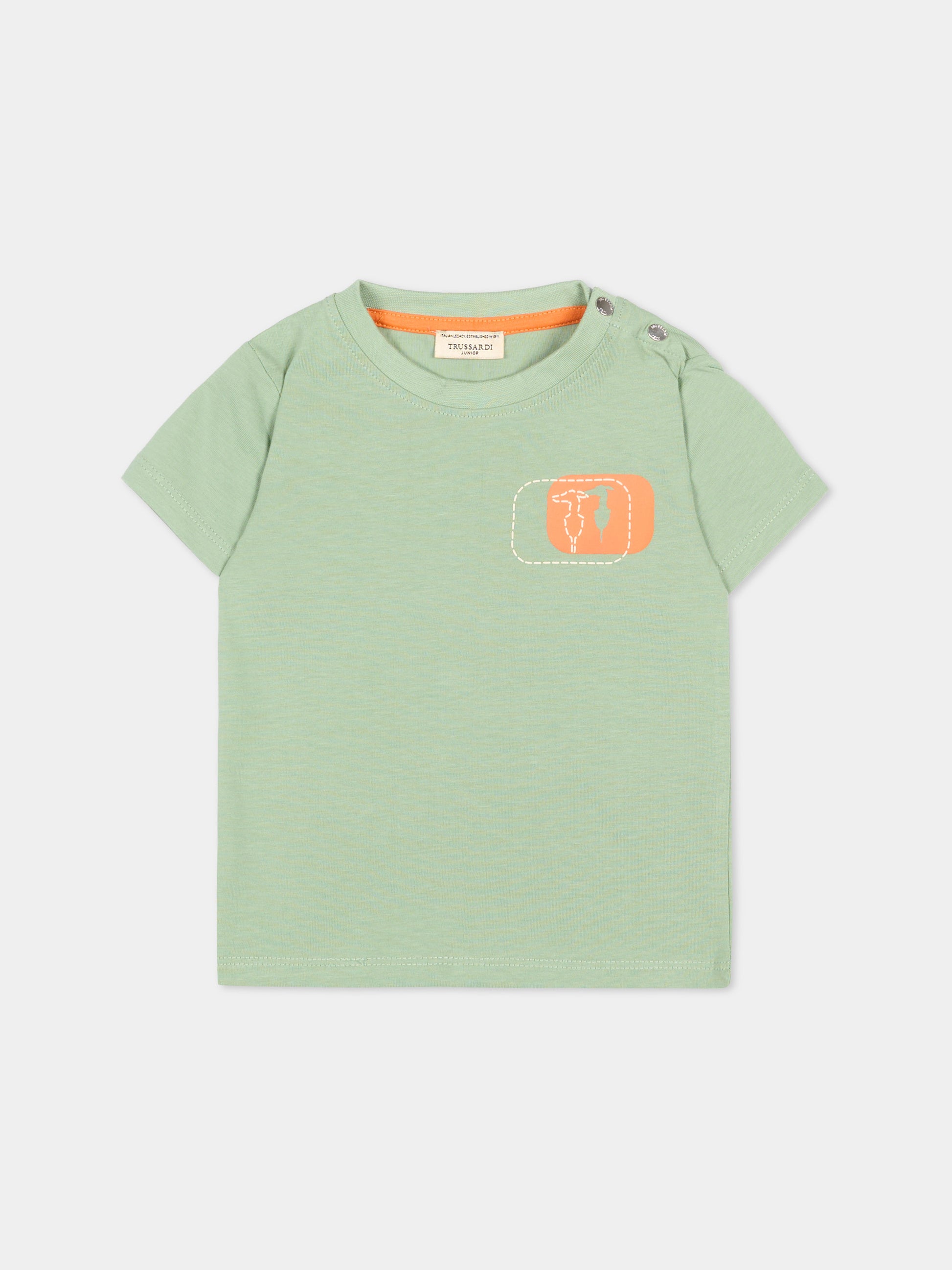 T-shirt verde per neonato con logo,Trussardi Junior,TIP26049TS GREEN BASIL