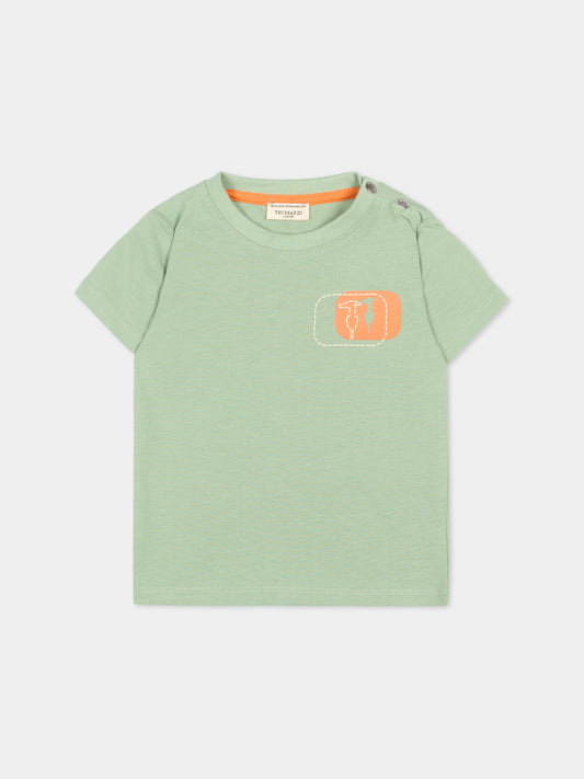 T-shirt verde per neonato con logo,Trussardi Junior,TIP26049TS GREEN BASIL