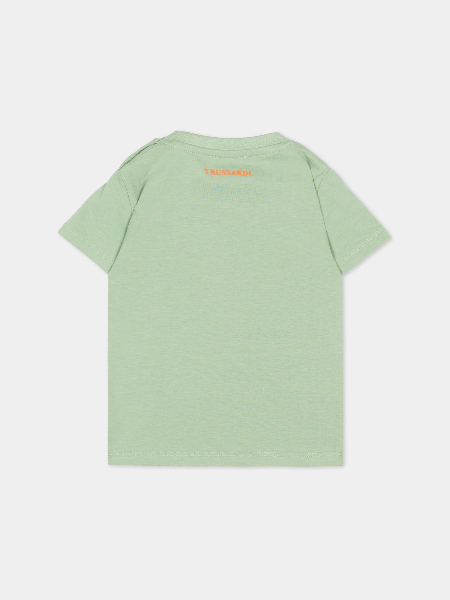 T-shirt verde per neonato con logo,Trussardi Junior,TIP26049TS GREEN BASIL