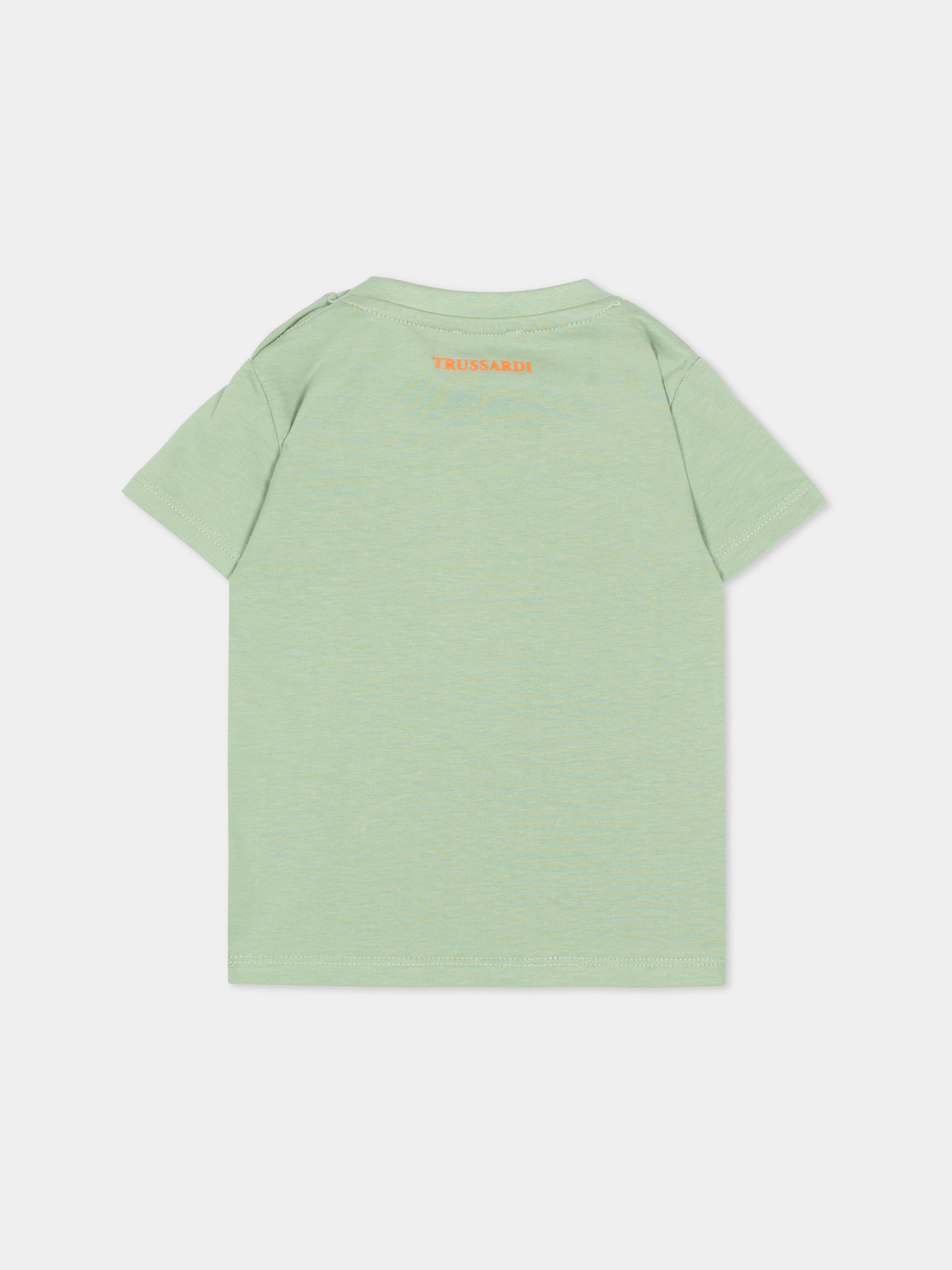 T-shirt verde per neonato con logo,Trussardi Junior,TIP26049TS GREEN BASIL