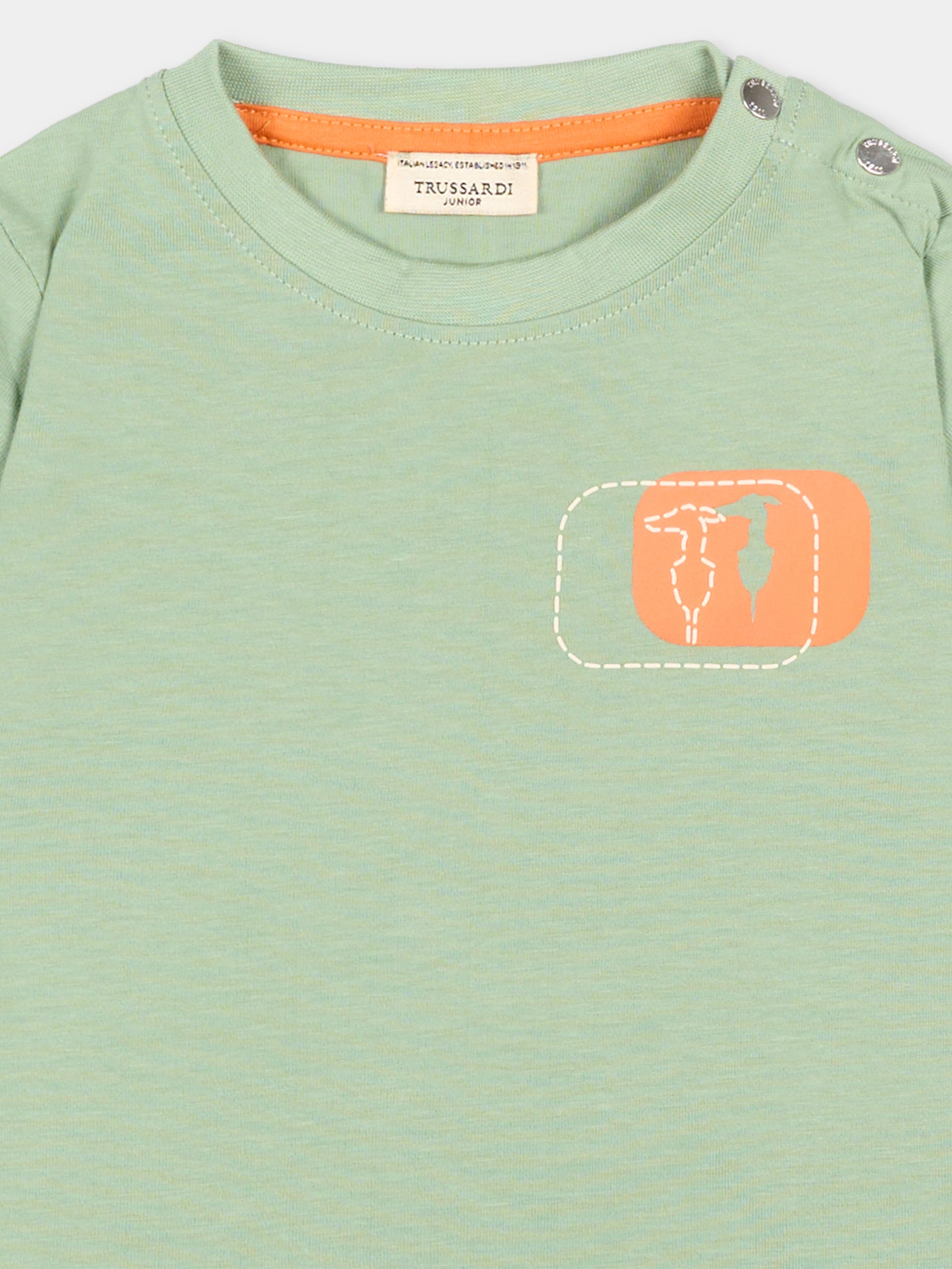 T-shirt verde per neonato con logo,Trussardi Junior,TIP26049TS GREEN BASIL