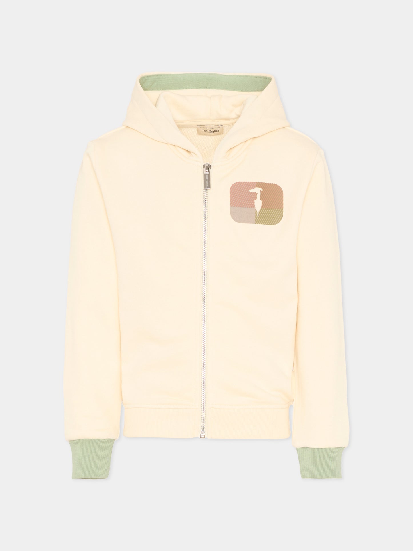 Felpa beige per bambino con levriero,Trussardi Junior,TIP26065FE BEIGE NEW ECRU