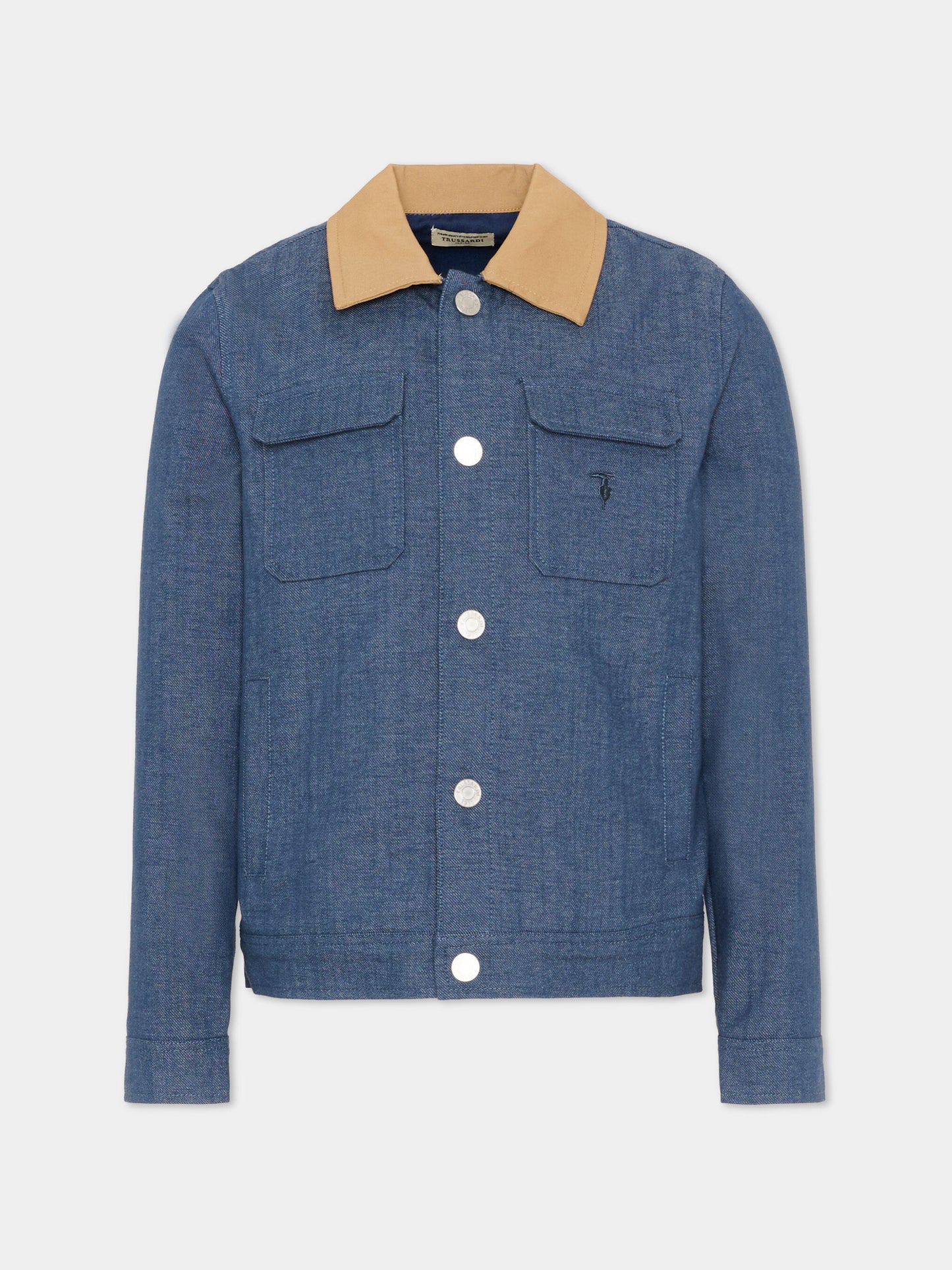 Giubbotto denim per bambino con logo,Trussardi Junior,TIP26066GC DENIM BLUE MEDIUM