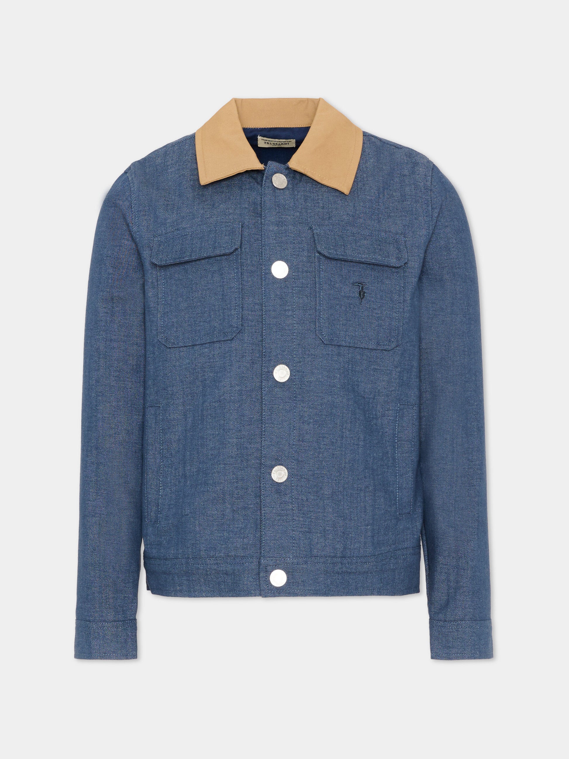Giubbotto denim per bambino con logo,Trussardi Junior,TIP26066GC DENIM BLUE MEDIUM