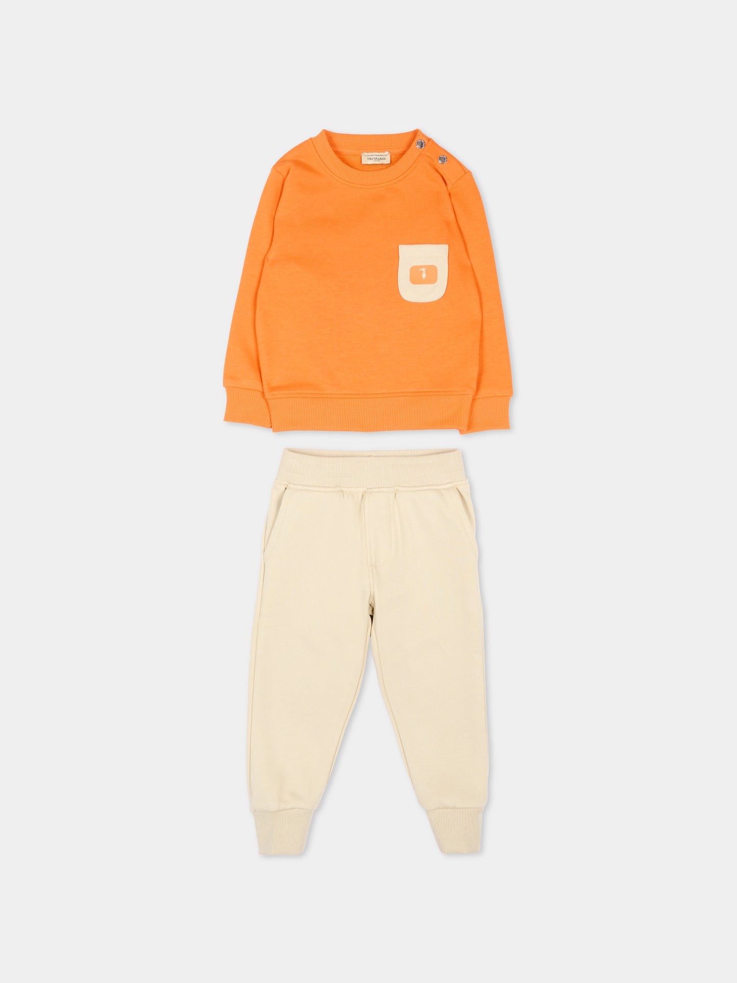 Completo sportivo arancione per neonato con levriero,Trussardi Junior,TIP26077CF ORANGE GOLDEN POPPY
