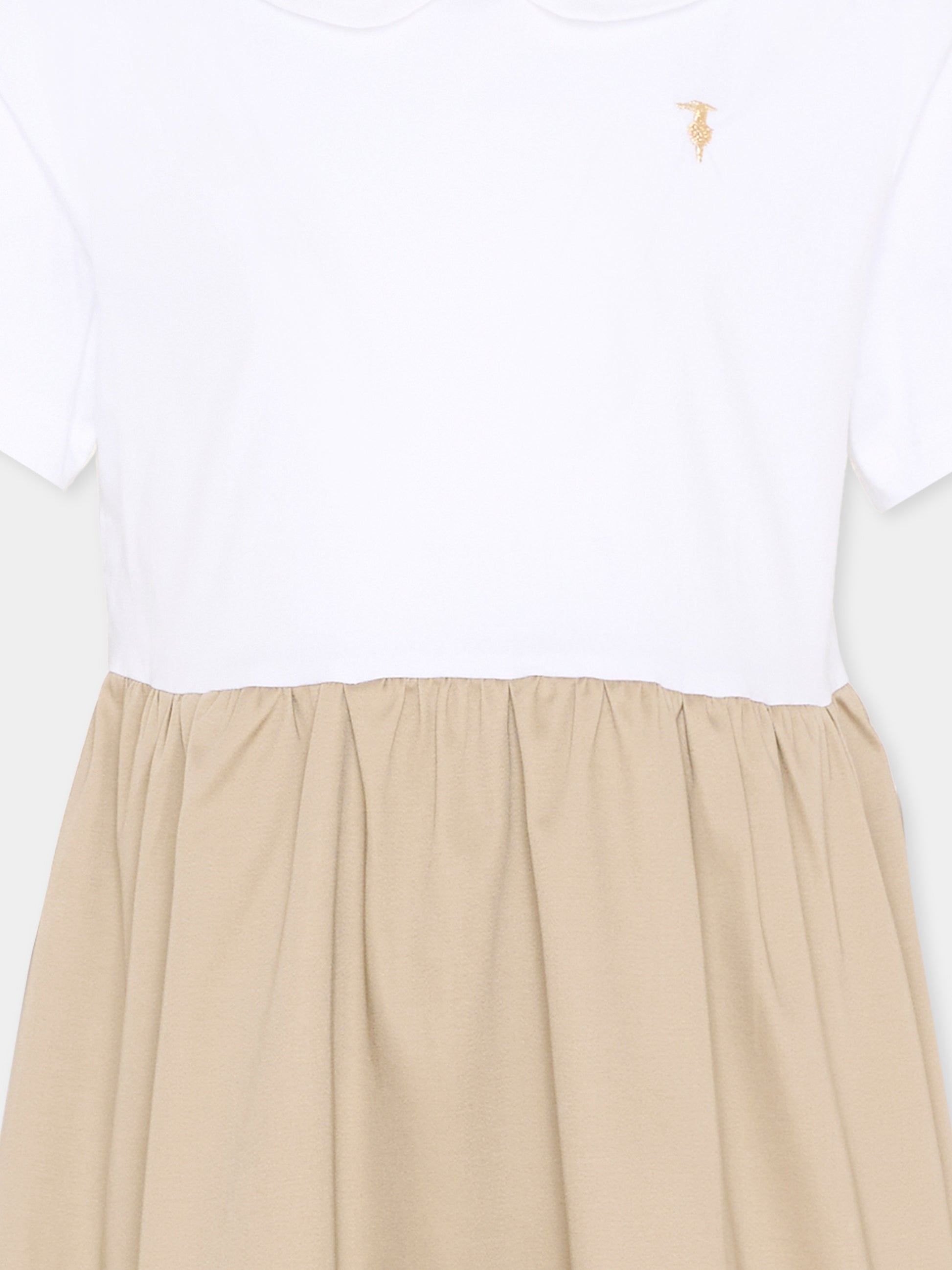 Vestito bianco per bambina con levriero,Trussardi Junior,TIP26113VE OFF-WHITE
