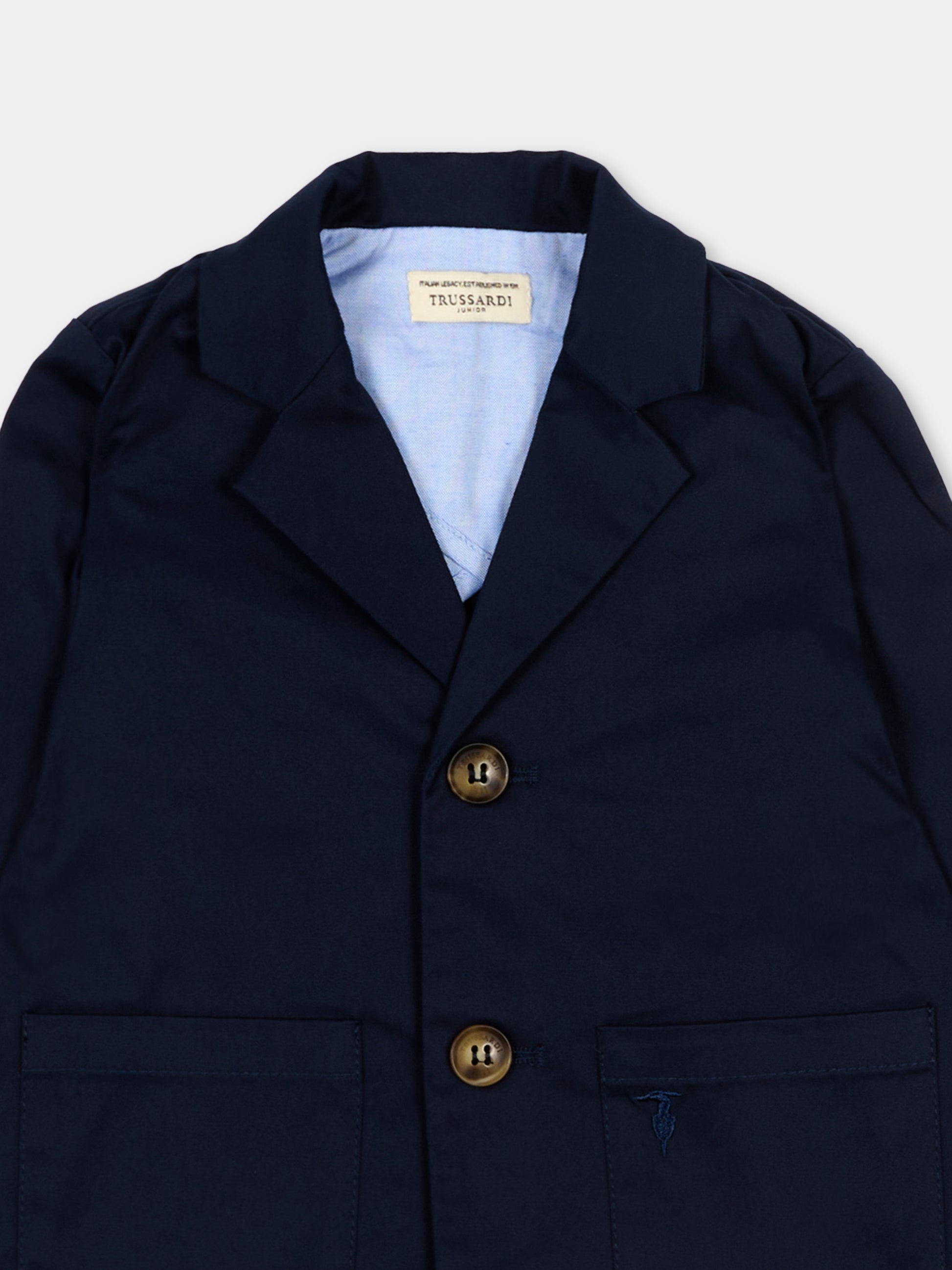 Giacca blu per neonato con levriero,Trussardi Junior,TIP26144GC BLUE ESTATE