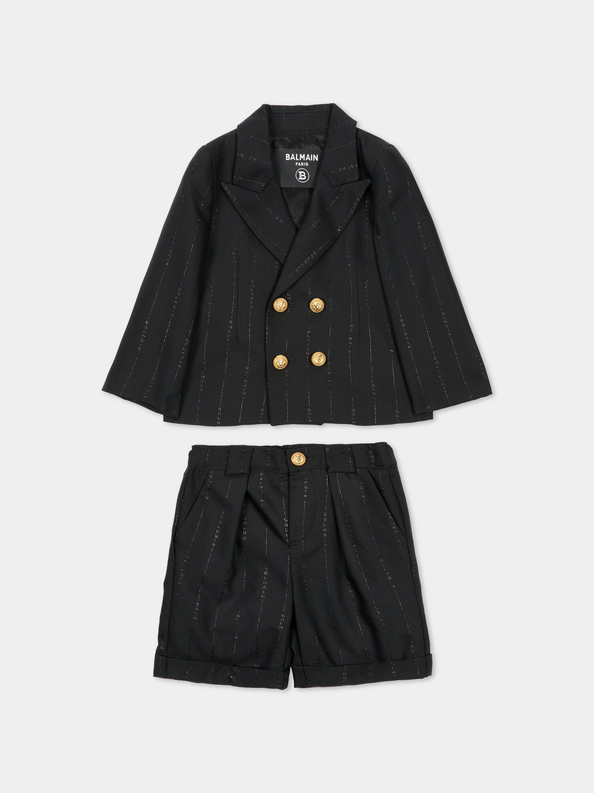 Completo nero per neonato con logo,Balmain Kids,BU3580 I0195 930OR