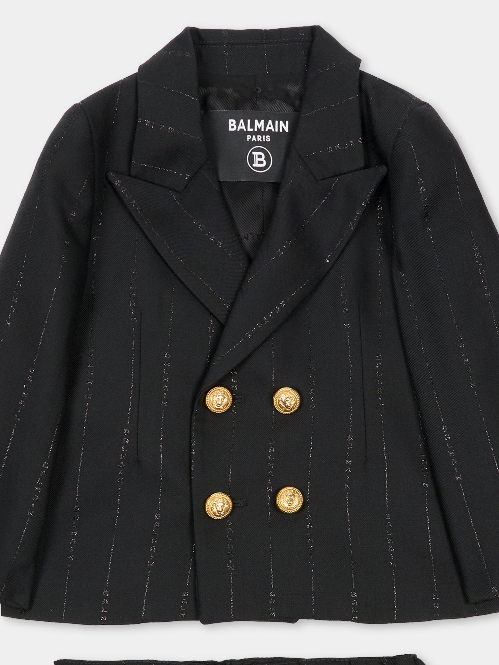 Completo nero per neonato con logo,Balmain Kids,BU3580 I0195 930OR