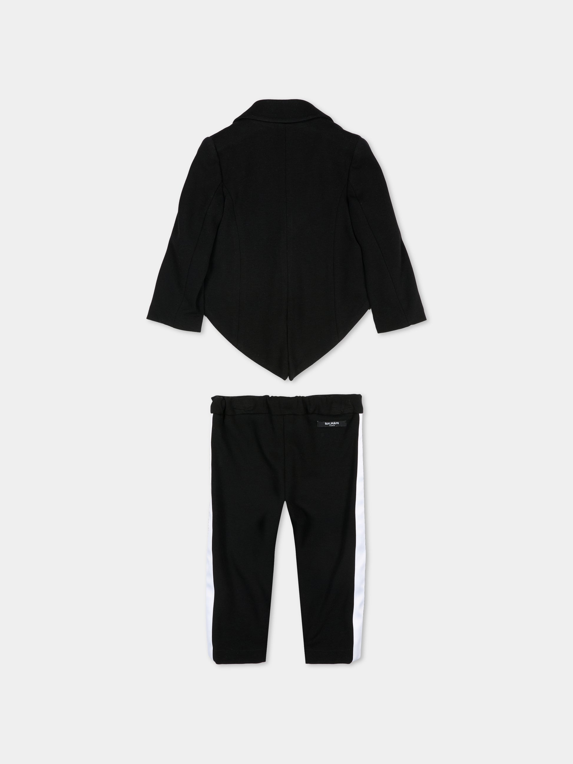 Completo elegante nero per neonato con logo,Balmain Kids,BU3600 J0371 930BC