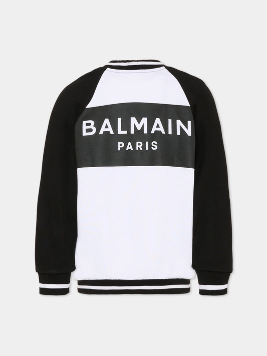 Cardigan bianco per bambino con logo,Balmain Kids,BU4A40 Z1869 100NE