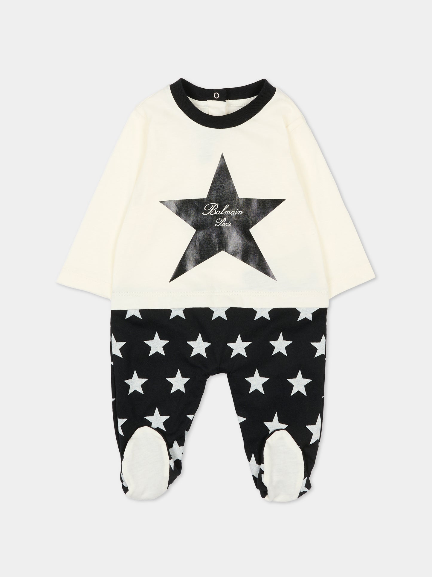 Set bianco per neonato con logo e stelle,Balmain Kids,BUB61A Z0082 102NE