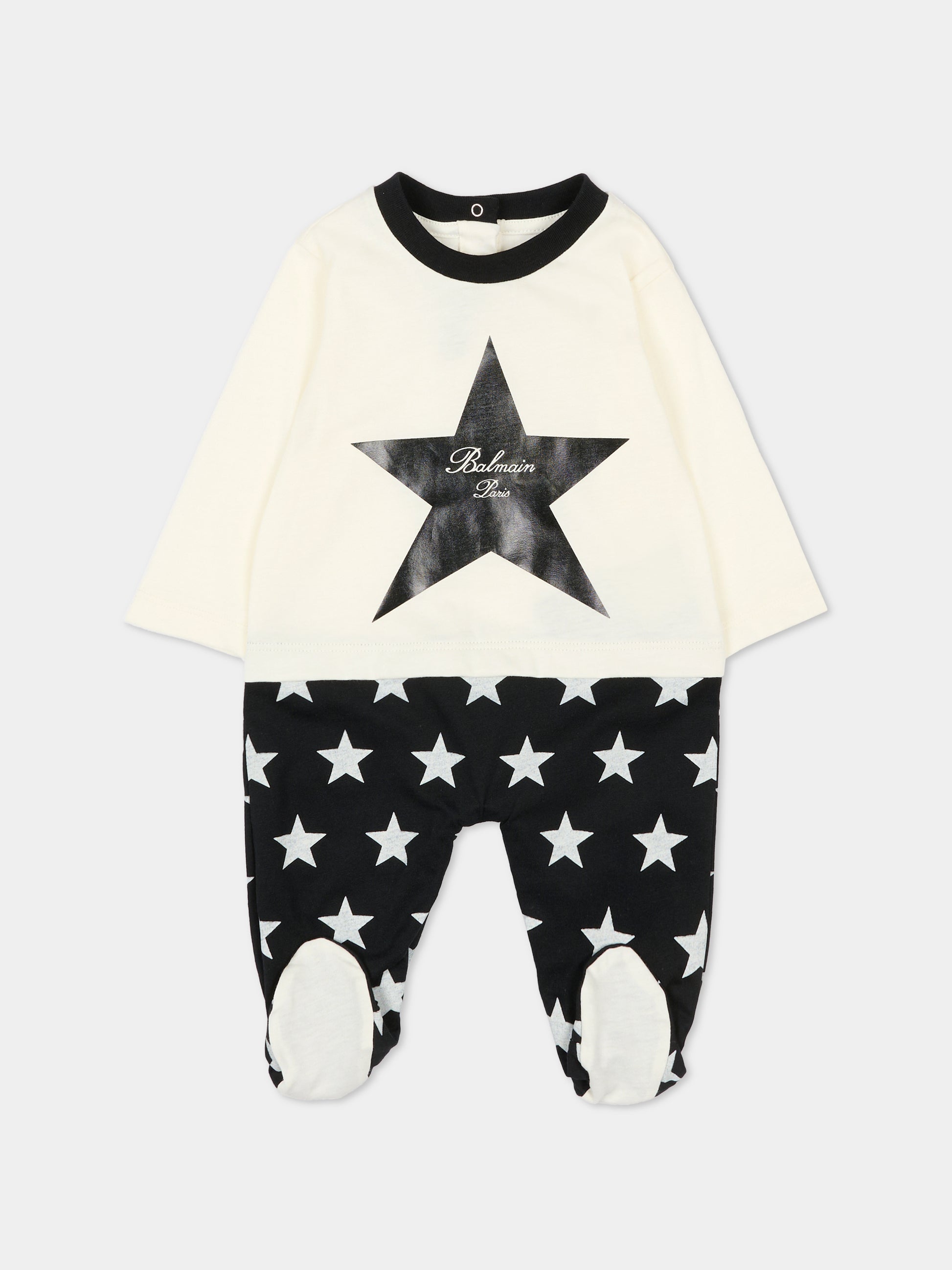 Set bianco per neonato con logo e stelle,Balmain Kids,BUB61A Z0082 102NE